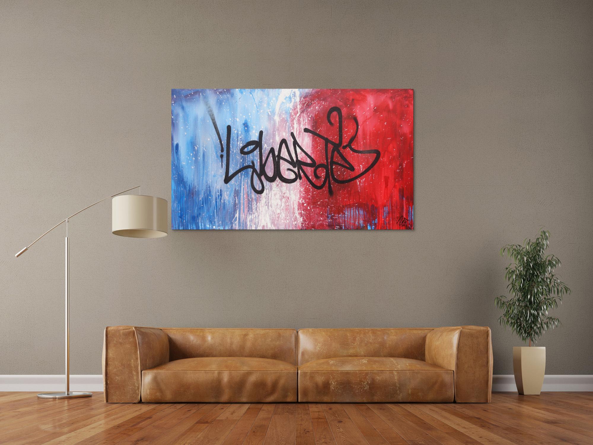 Abstraktes Acrylbild zeitgenössisch Action Painting Graffiti Tag Art Spray