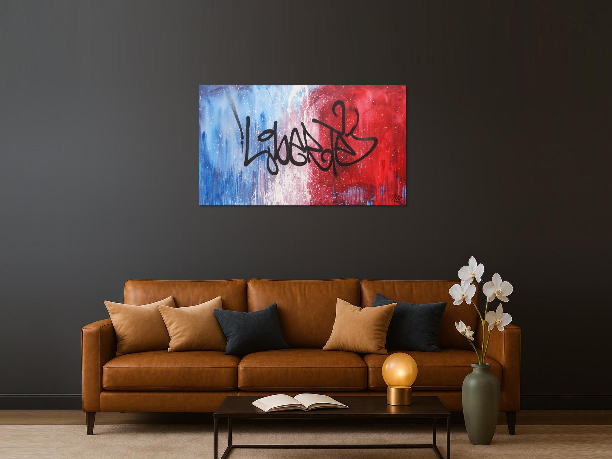 Abstraktes Acrylbild zeitgenössisch Action Painting Graffiti Tag Art Spray