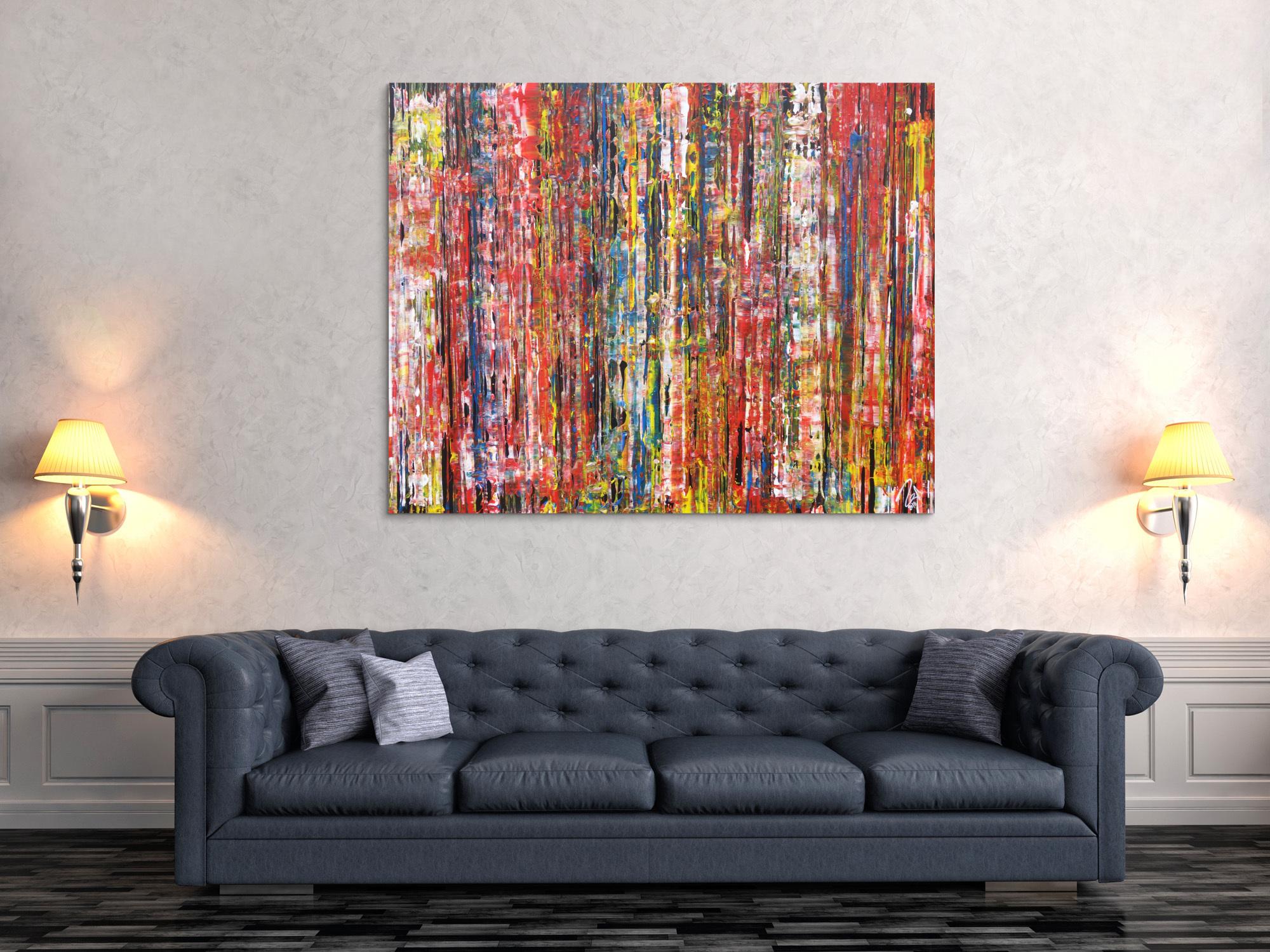 Abstraktes Acrylbild sehr bunt modern informel Modern Art expressionistisches Gemälde