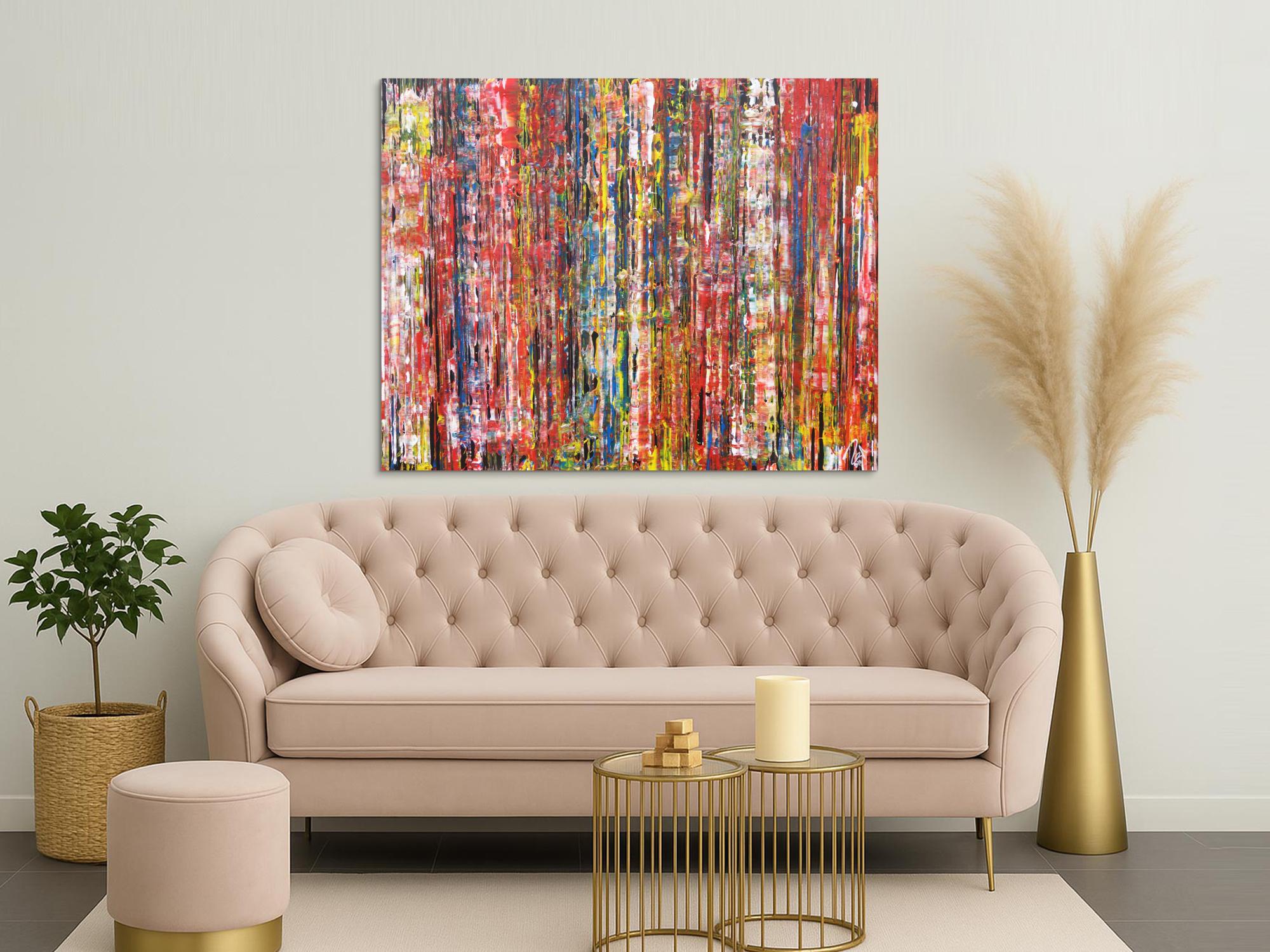 Abstraktes Acrylbild sehr bunt modern informel Modern Art expressionistisches Gemälde