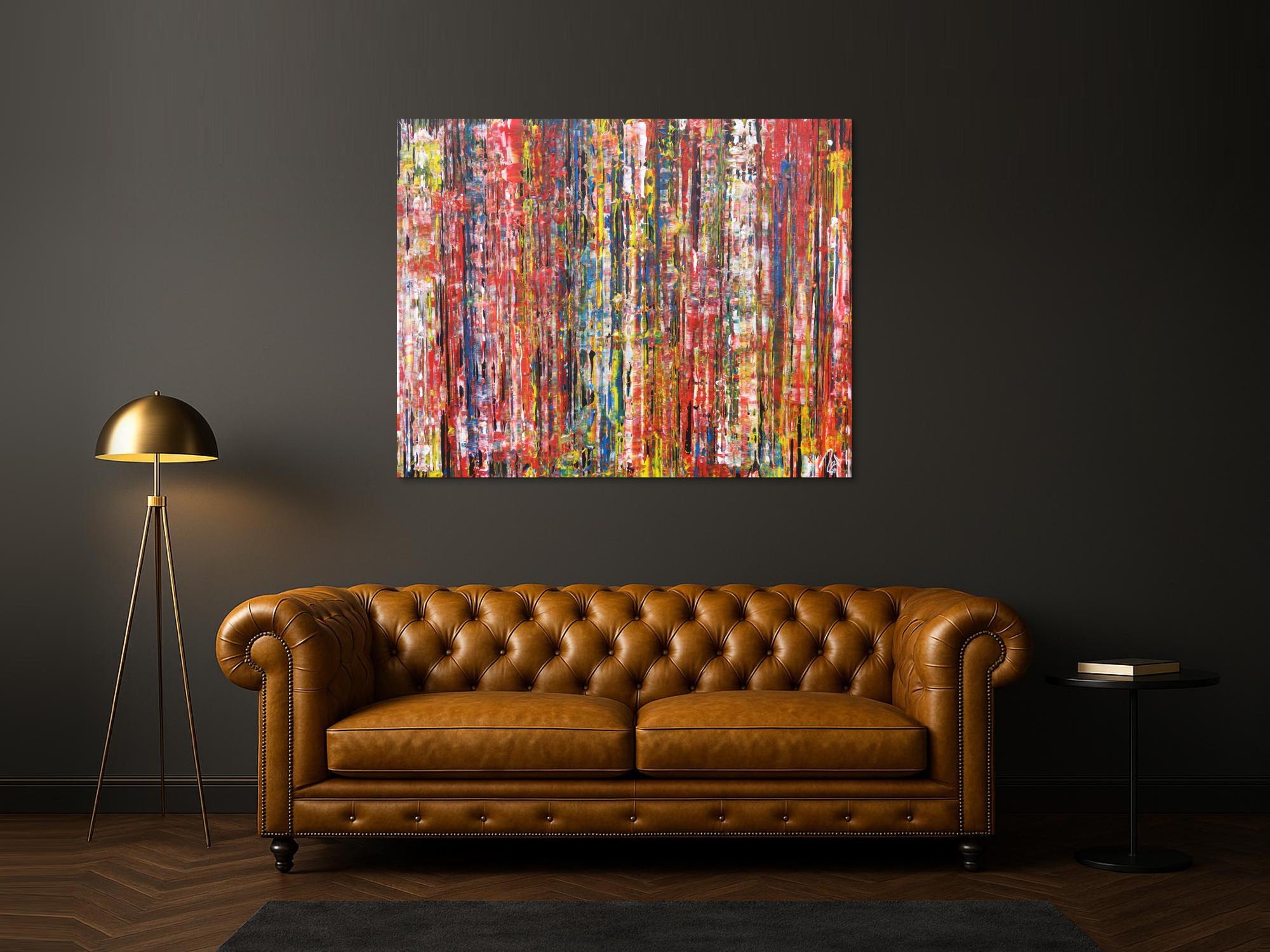 Abstraktes Acrylbild sehr bunt modern informel Modern Art expressionistisches Gemälde