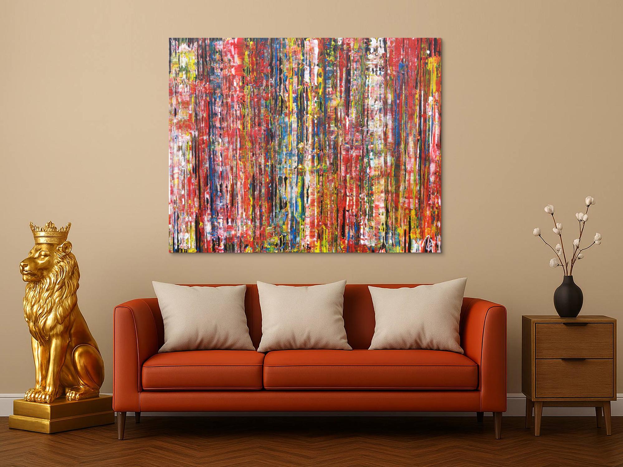 Abstraktes Acrylbild sehr bunt modern informel Modern Art expressionistisches Gemälde