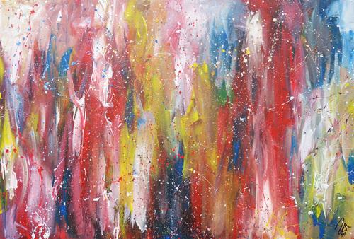 Abstraktes Acrylbild bunt zeitgenössisch expressionistisch handgemaltes Gemälde