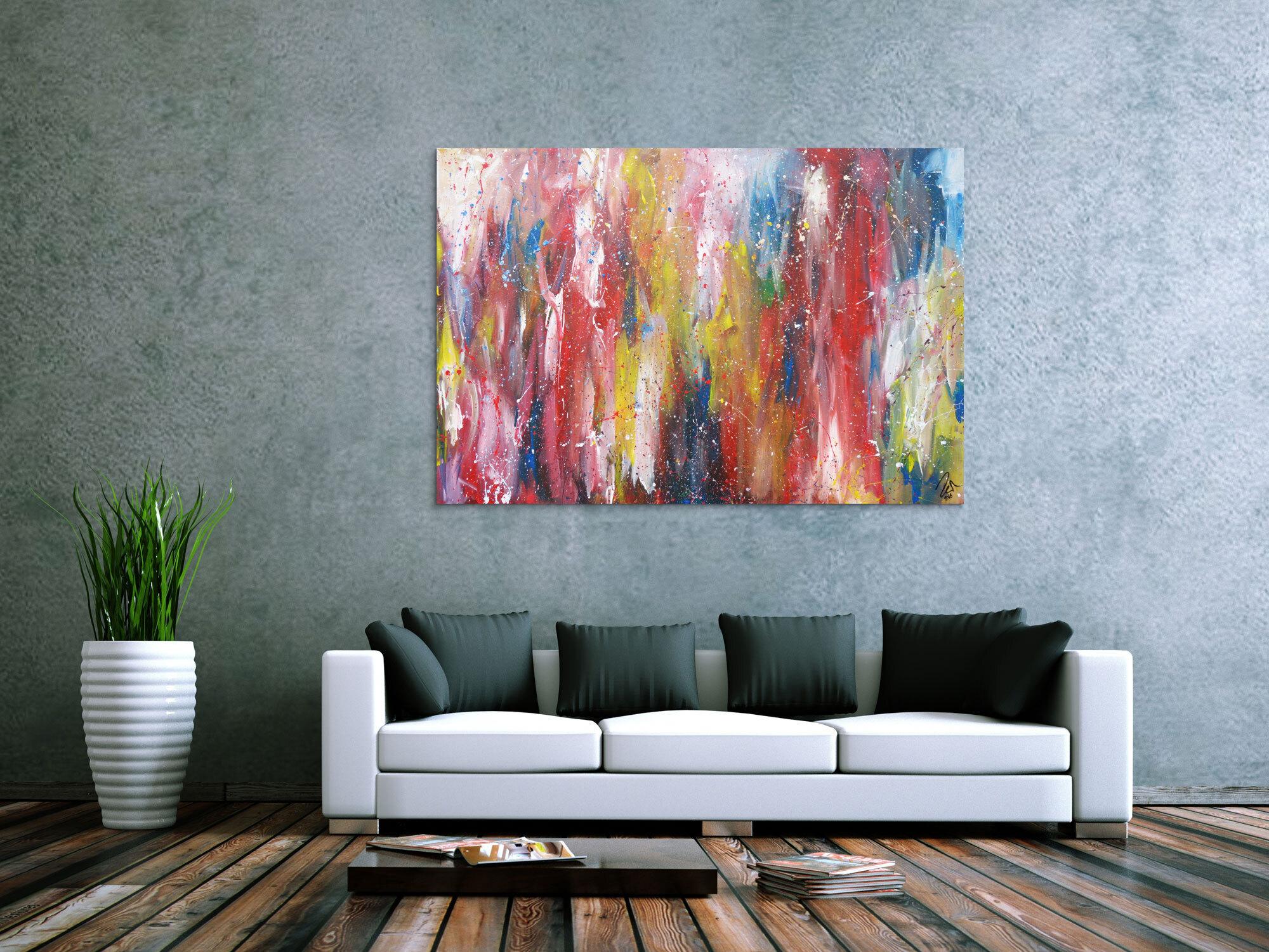 Abstraktes Acrylbild bunt zeitgenössisch expressionistisch handgemaltes Gemälde