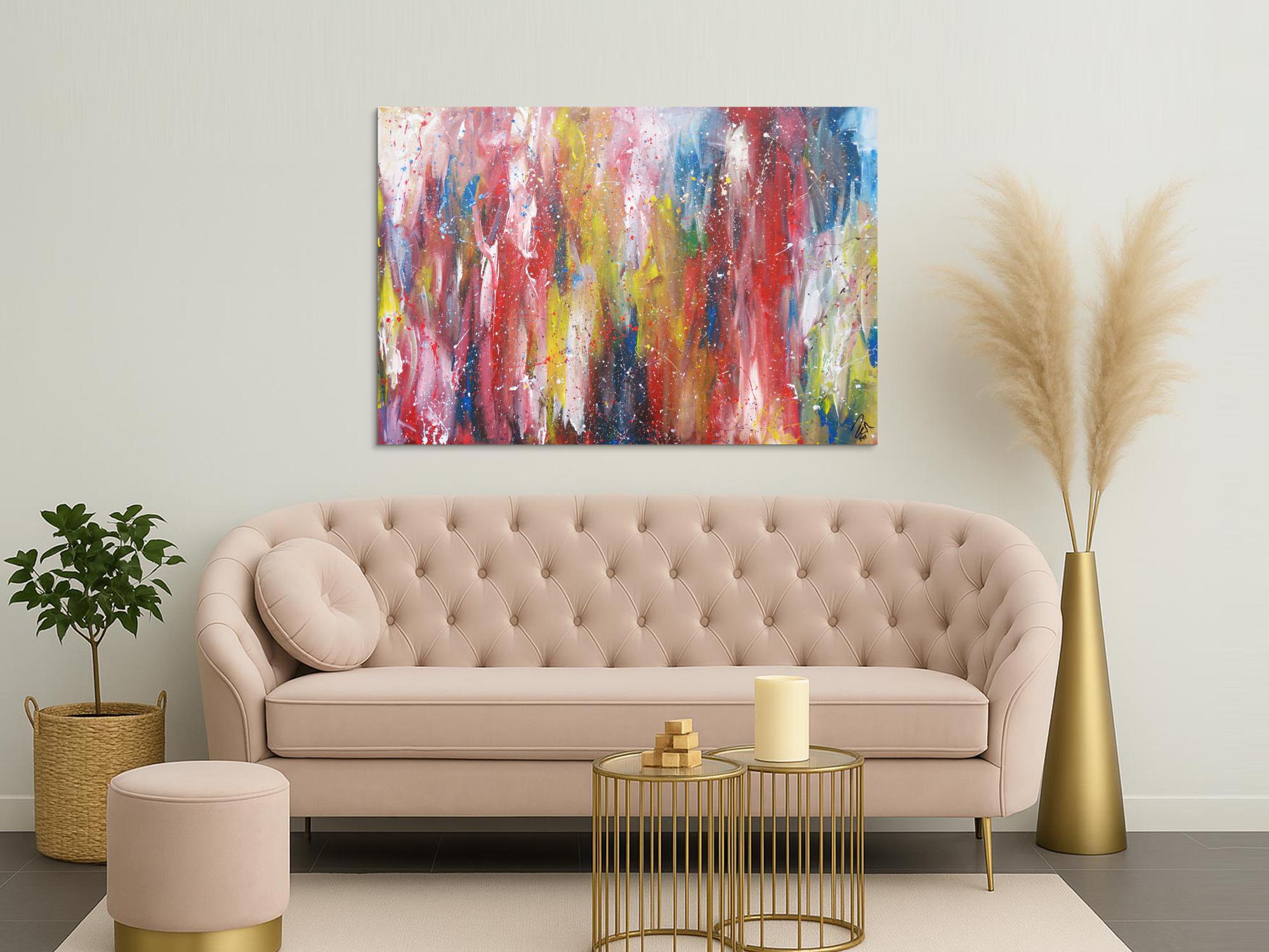 Abstraktes Acrylbild bunt zeitgenössisch expressionistisch handgemaltes Gemälde