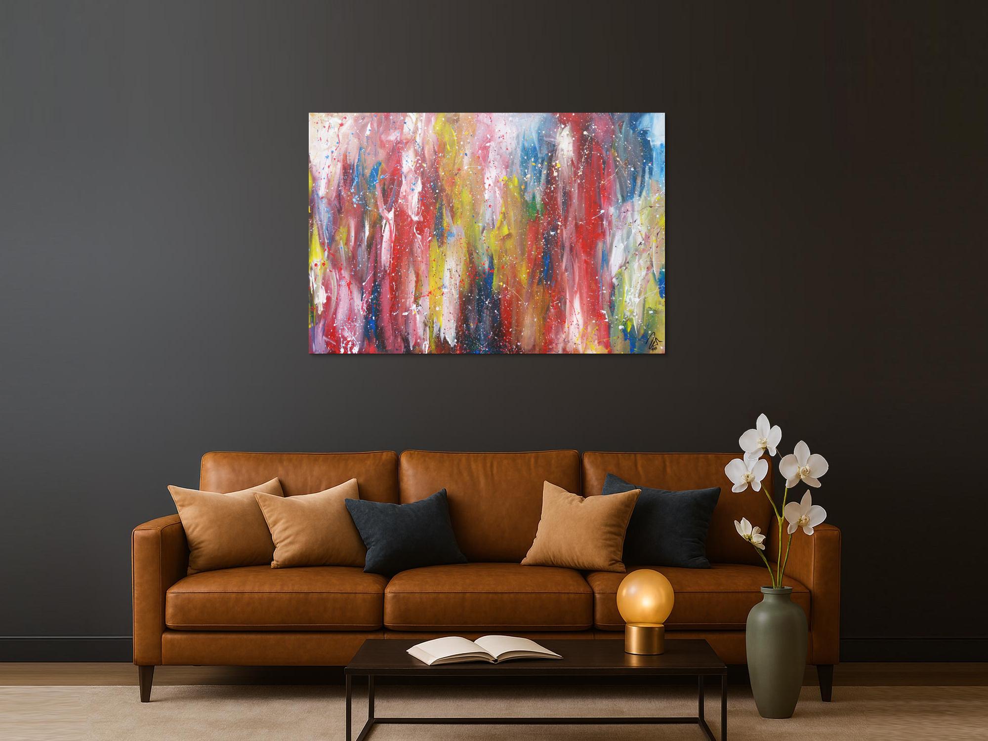 Abstraktes Acrylbild bunt zeitgenössisch expressionistisch handgemaltes Gemälde