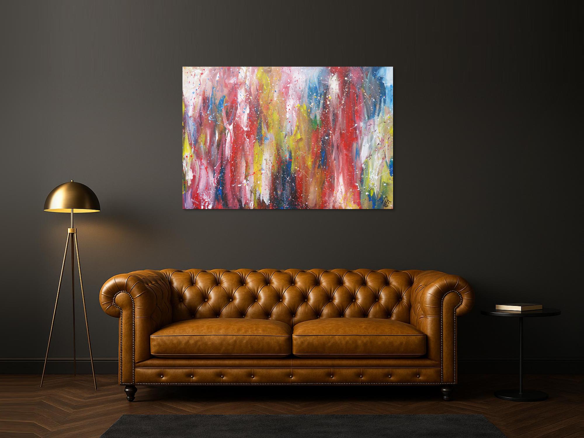 Abstraktes Acrylbild bunt zeitgenössisch expressionistisch handgemaltes Gemälde