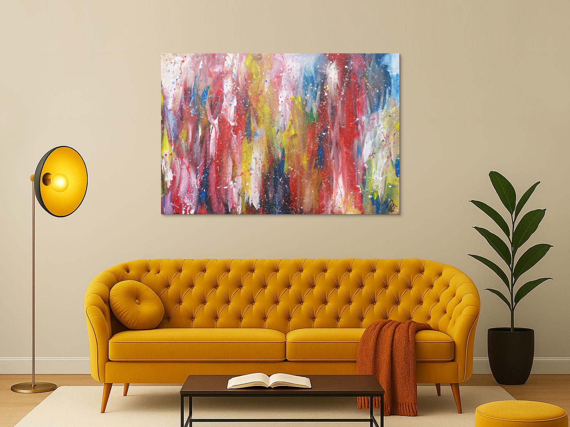 Abstraktes Acrylbild bunt zeitgenössisch expressionistisch handgemaltes Gemälde