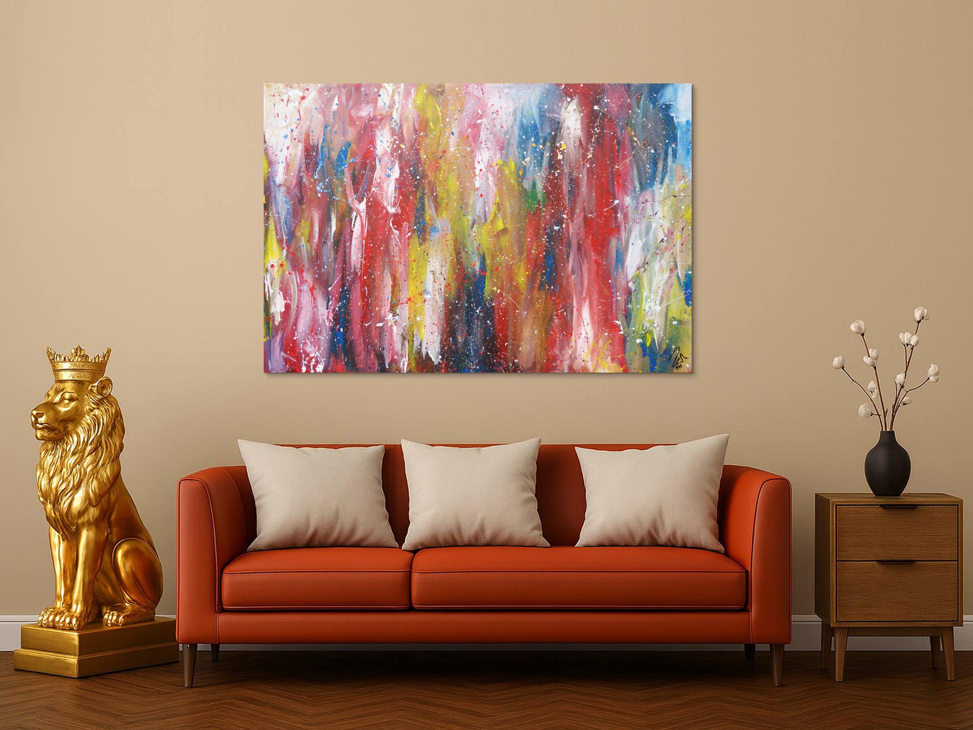 Abstraktes Acrylbild bunt zeitgenössisch expressionistisch handgemaltes Gemälde