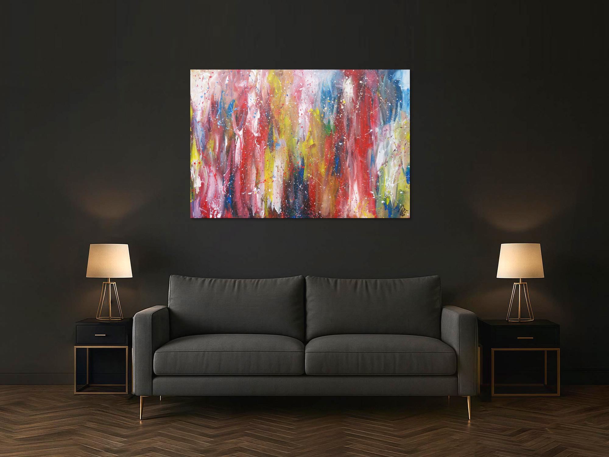 Abstraktes Acrylbild bunt zeitgenössisch expressionistisch handgemaltes Gemälde