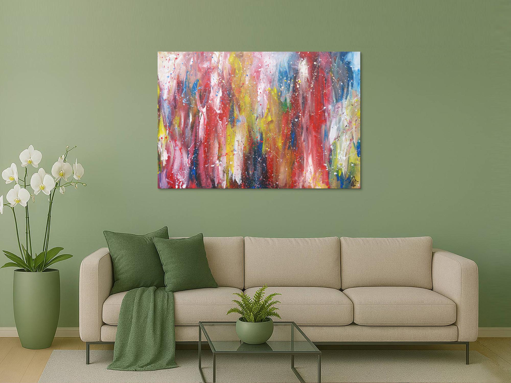 Abstraktes Acrylbild bunt zeitgenössisch expressionistisch handgemaltes Gemälde