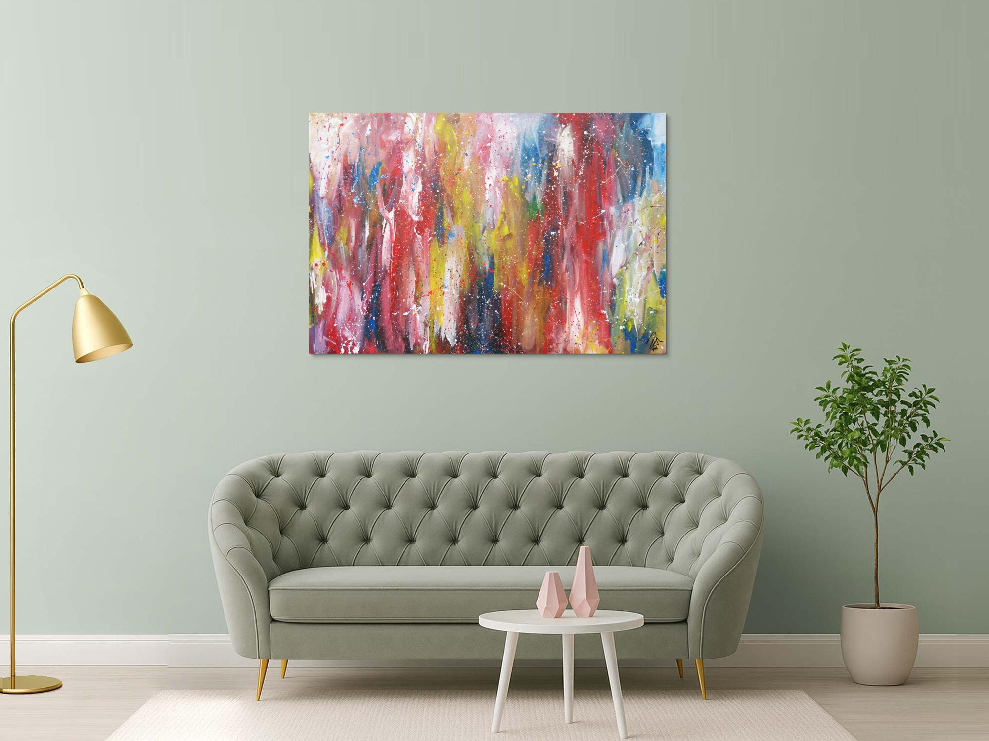 Abstraktes Acrylbild bunt zeitgenössisch expressionistisch handgemaltes Gemälde