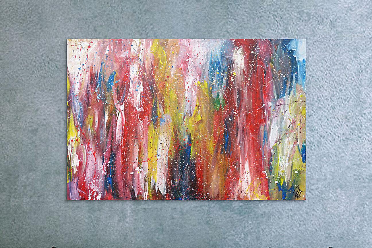 Abstraktes Acrylbild bunt zeitgenössisch expressionistisch handgemaltes Gemälde
