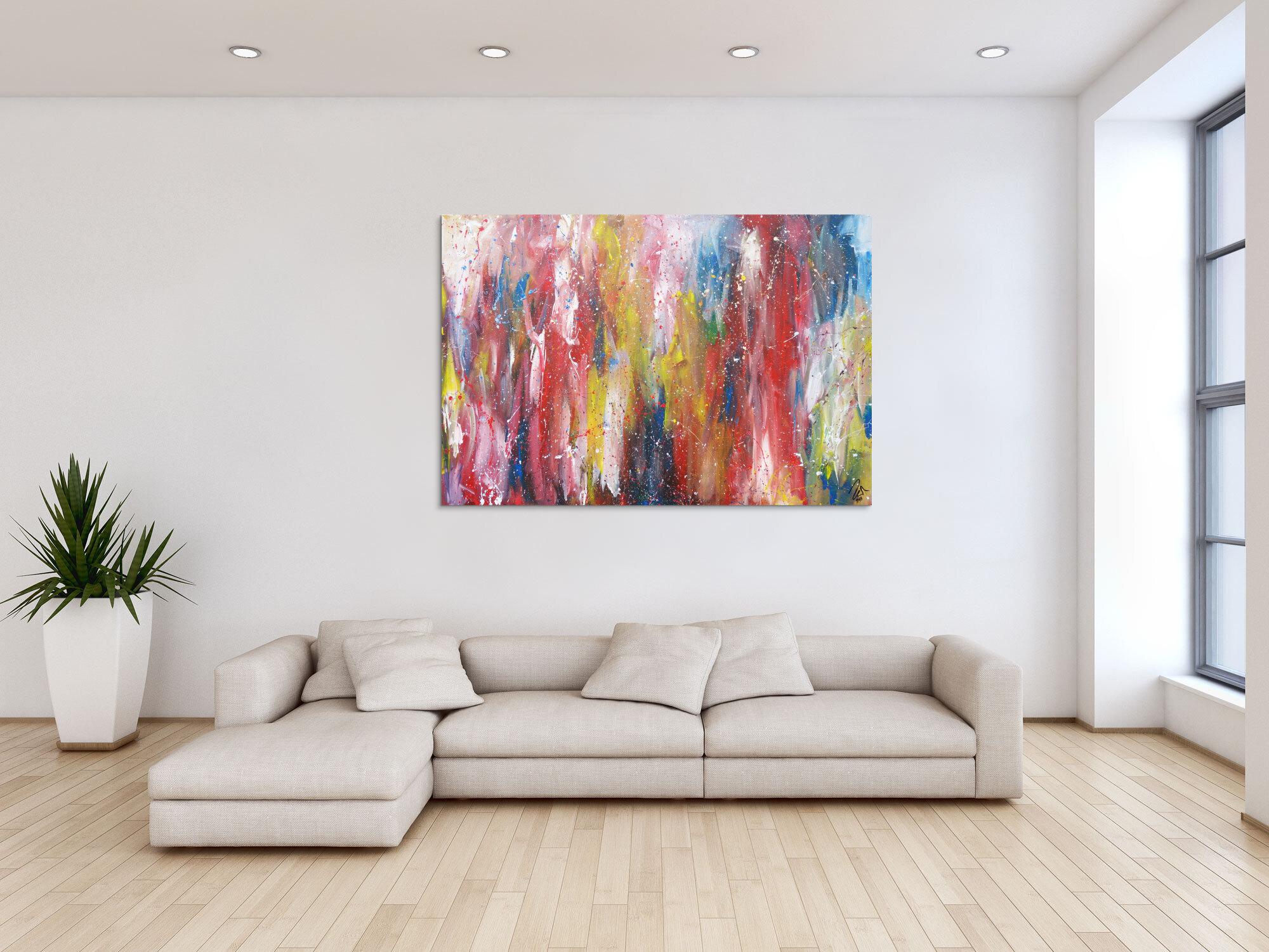 Abstraktes Acrylbild bunt zeitgenössisch expressionistisch handgemaltes Gemälde