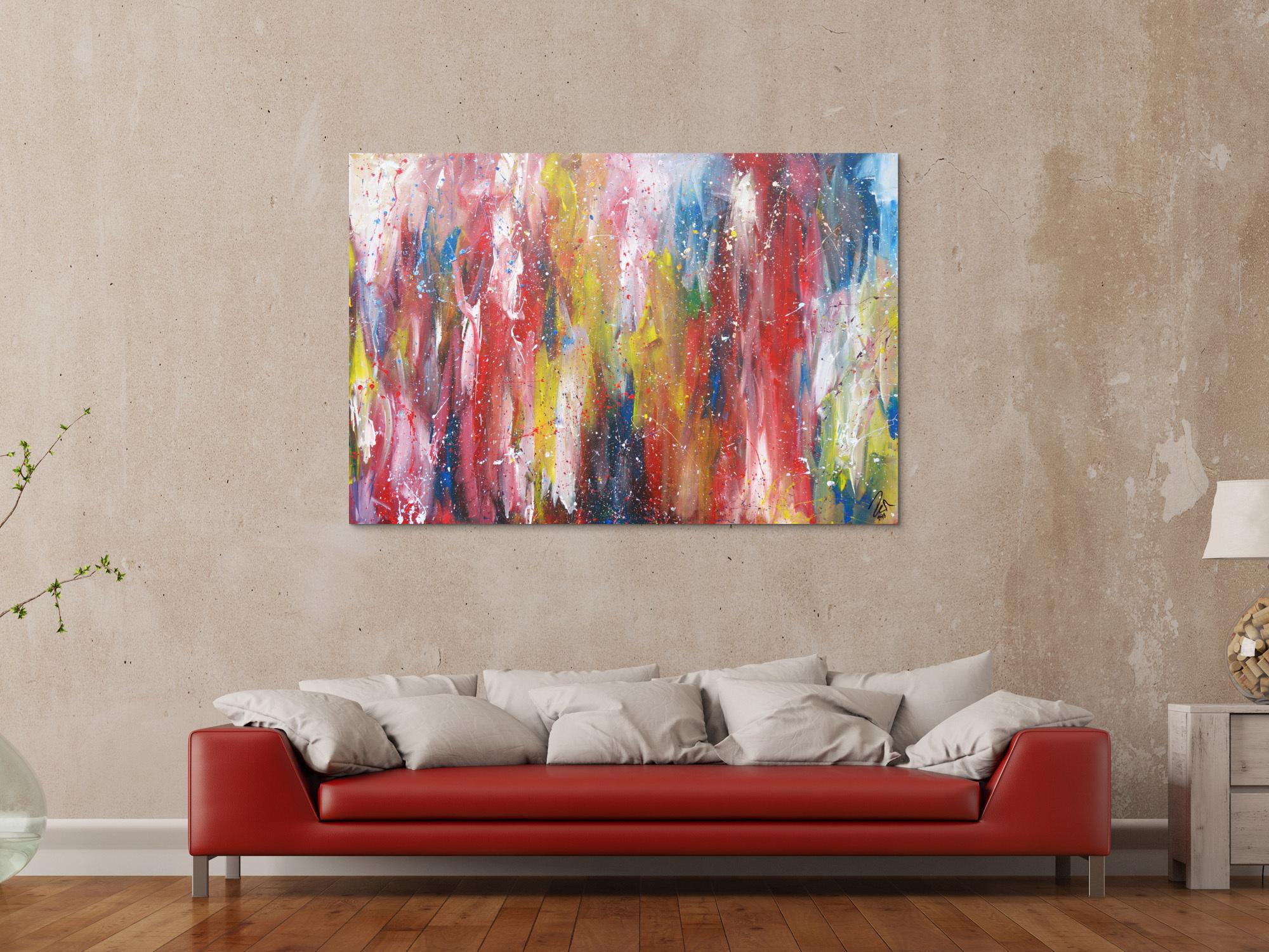 Abstraktes Acrylbild bunt zeitgenössisch expressionistisch handgemaltes Gemälde