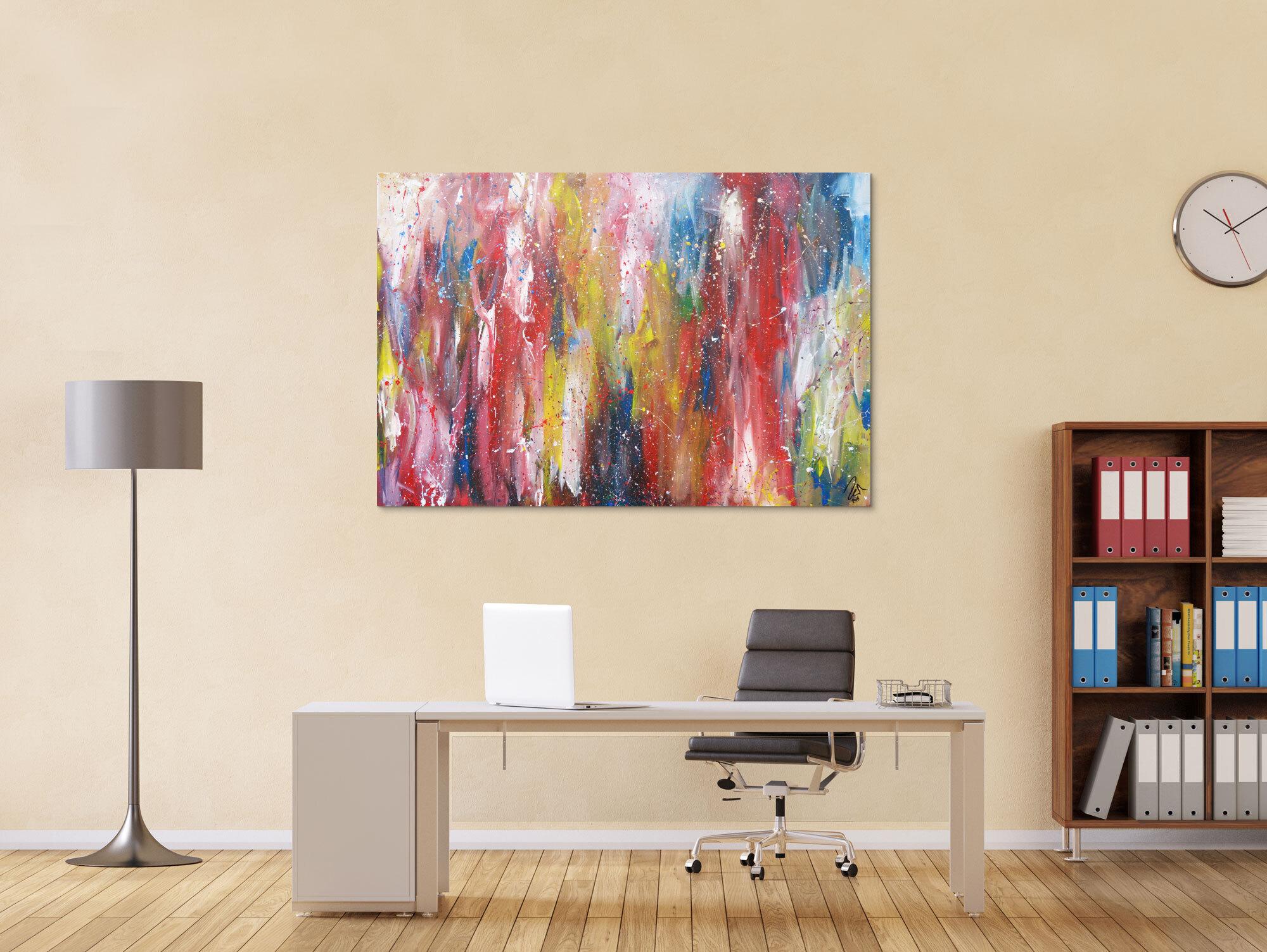 Abstraktes Acrylbild bunt zeitgenössisch expressionistisch handgemaltes Gemälde