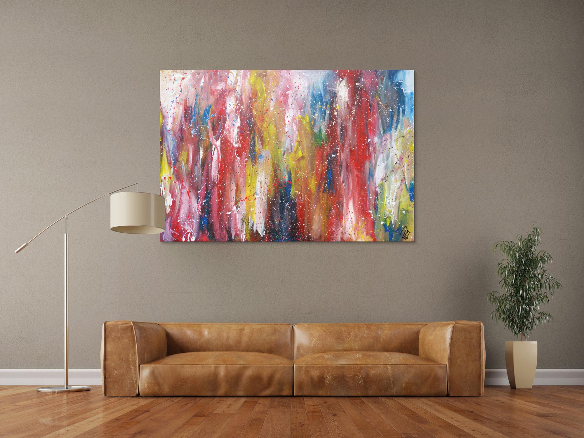 Abstraktes Acrylbild bunt zeitgenössisch expressionistisch handgemaltes Gemälde