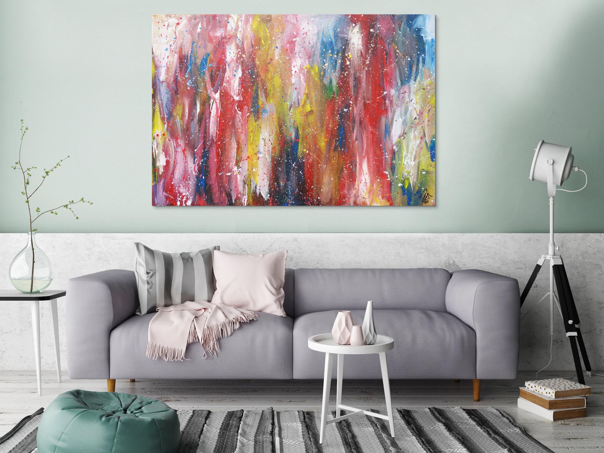 Abstraktes Acrylbild bunt zeitgenössisch expressionistisch handgemaltes Gemälde