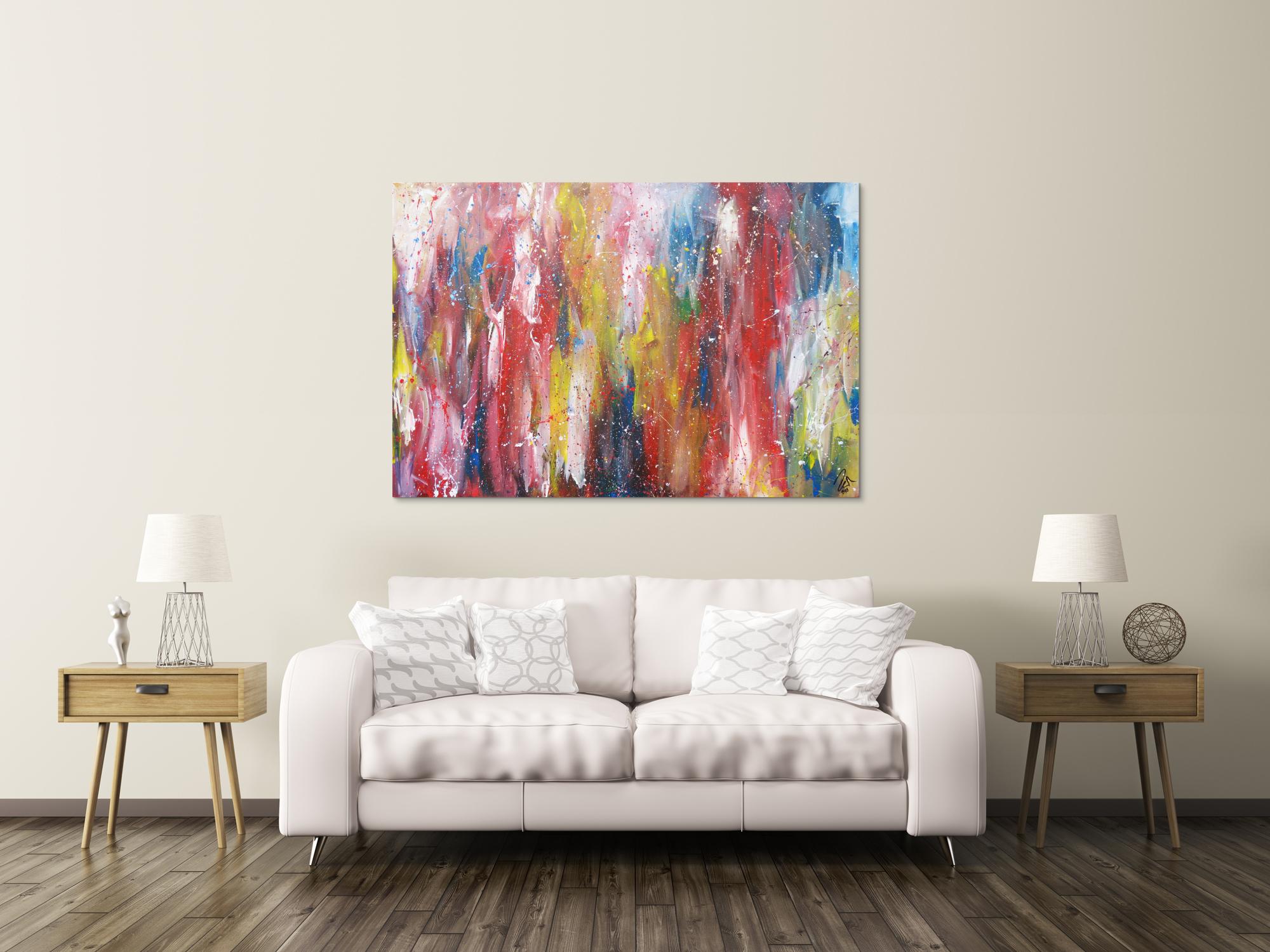 Abstraktes Acrylbild bunt zeitgenössisch expressionistisch handgemaltes Gemälde