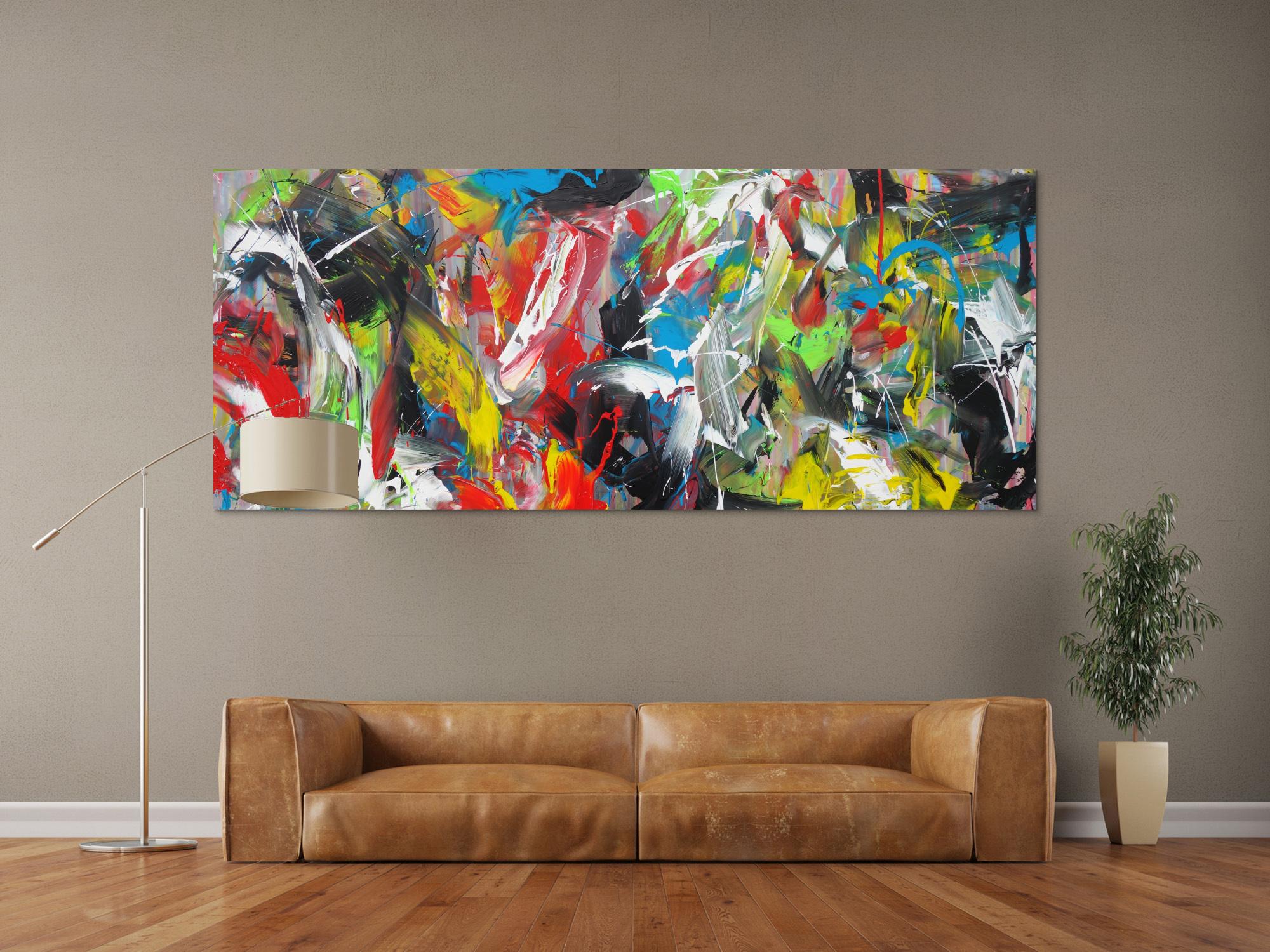 Abstraktes Acrylbild Action Painting bunt Modern Art zeitgenössisch expressionistisch