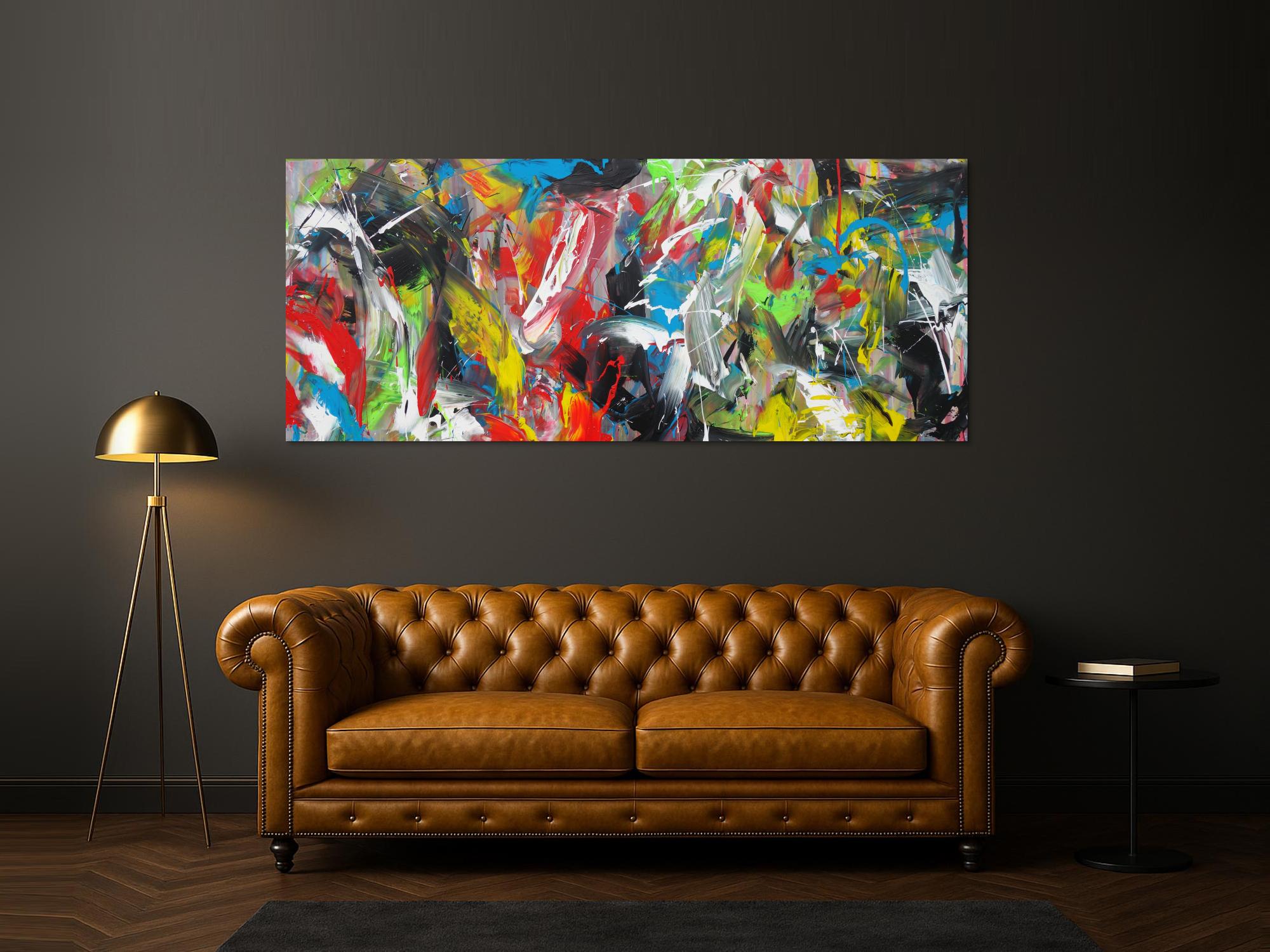 Abstraktes Acrylbild Action Painting bunt Modern Art zeitgenössisch expressionistisch