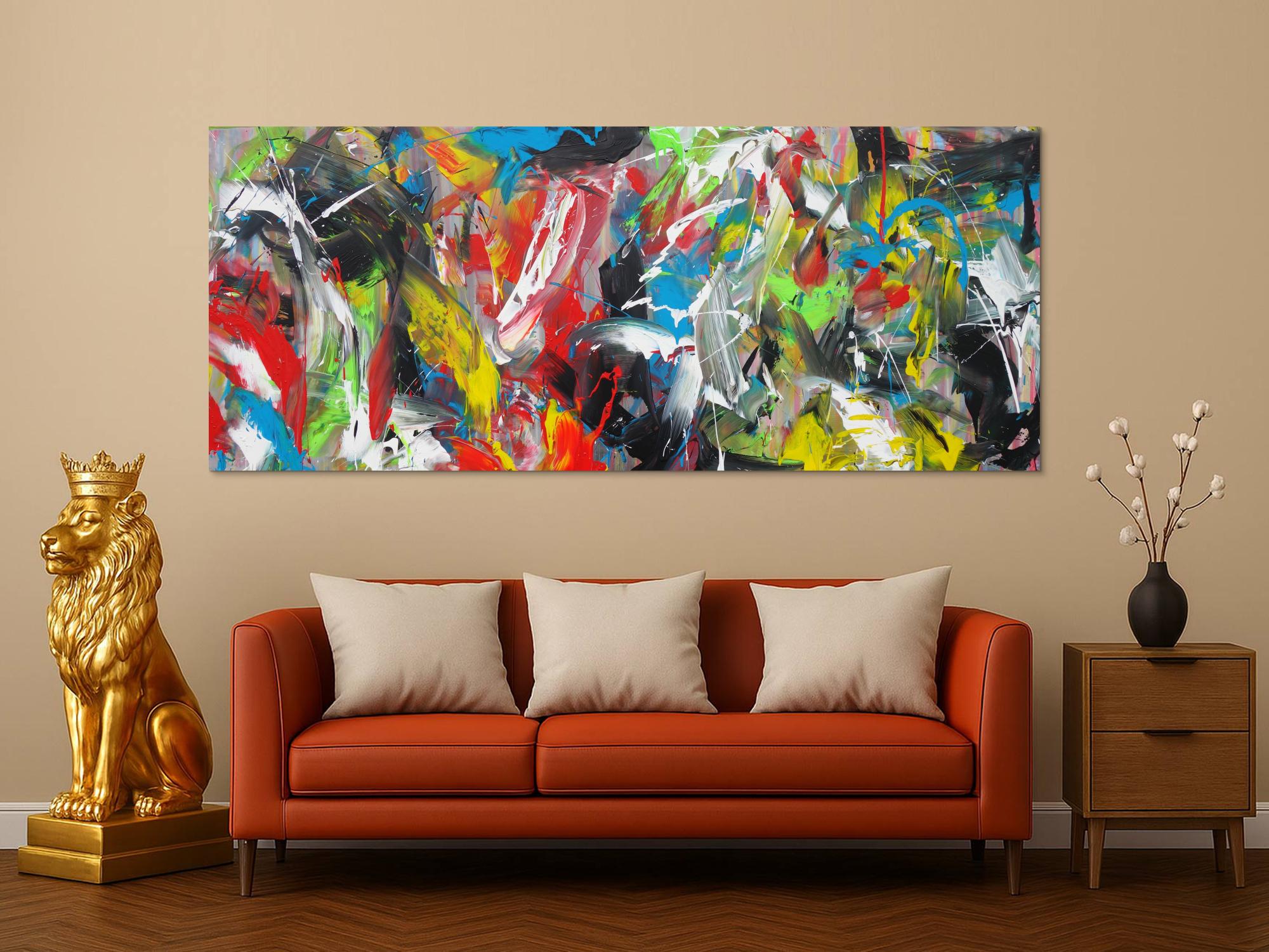 Abstraktes Acrylbild Action Painting bunt Modern Art zeitgenössisch expressionistisch