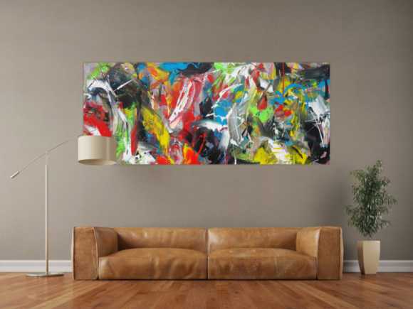 Abstraktes Acrylbild Action Painting bunt Modern Art zeitgenössisch expressionistisch