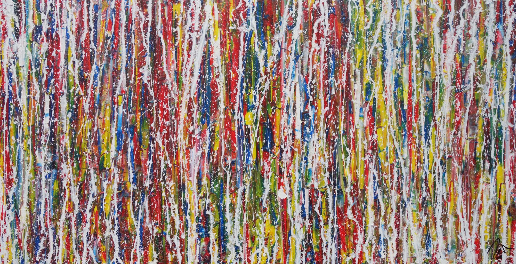 Modernes Acrylbild abstrakt Action Painting zeitgenössisch expressionistisch