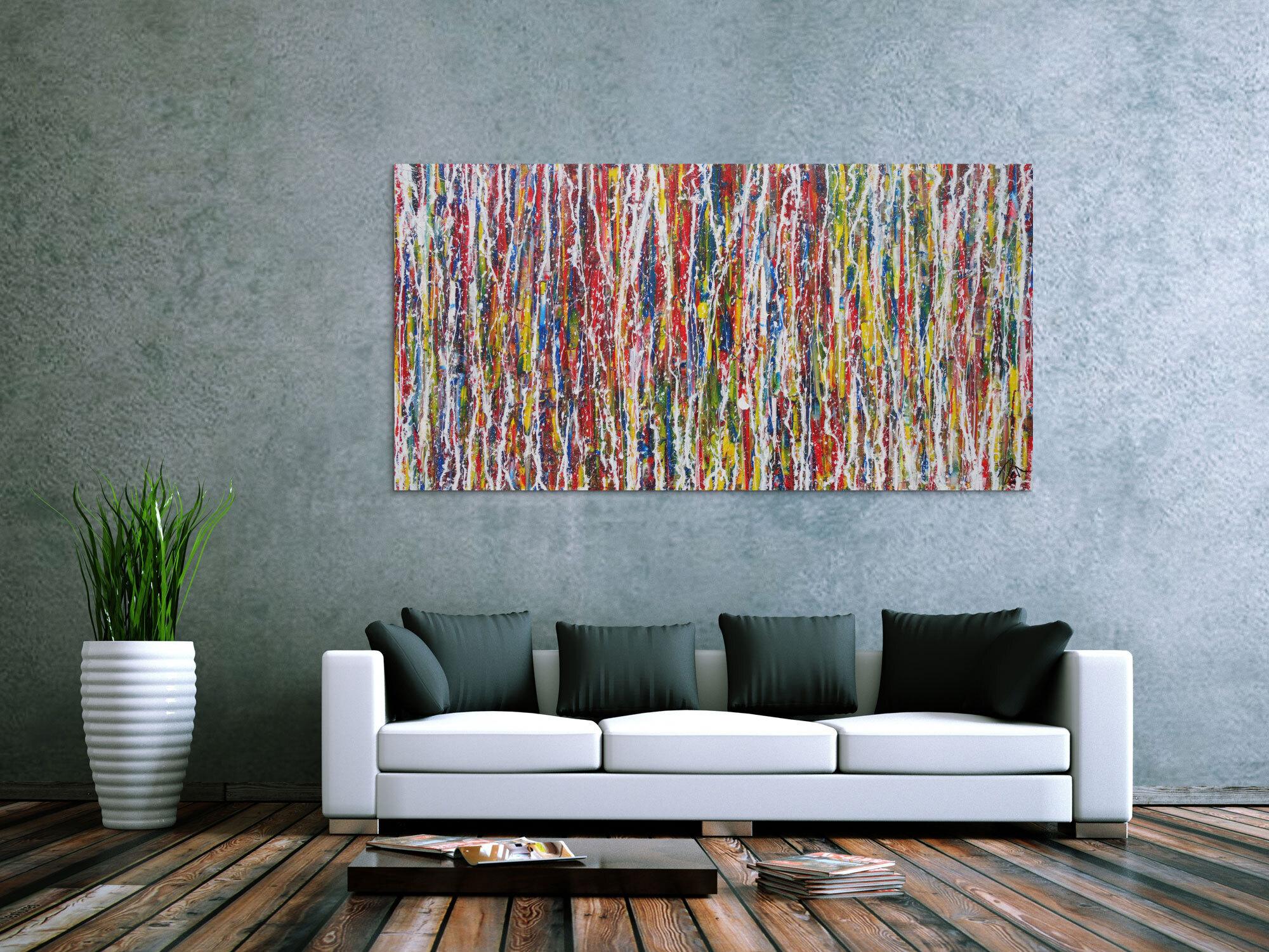 Modernes Acrylbild abstrakt Action Painting zeitgenössisch expressionistisch