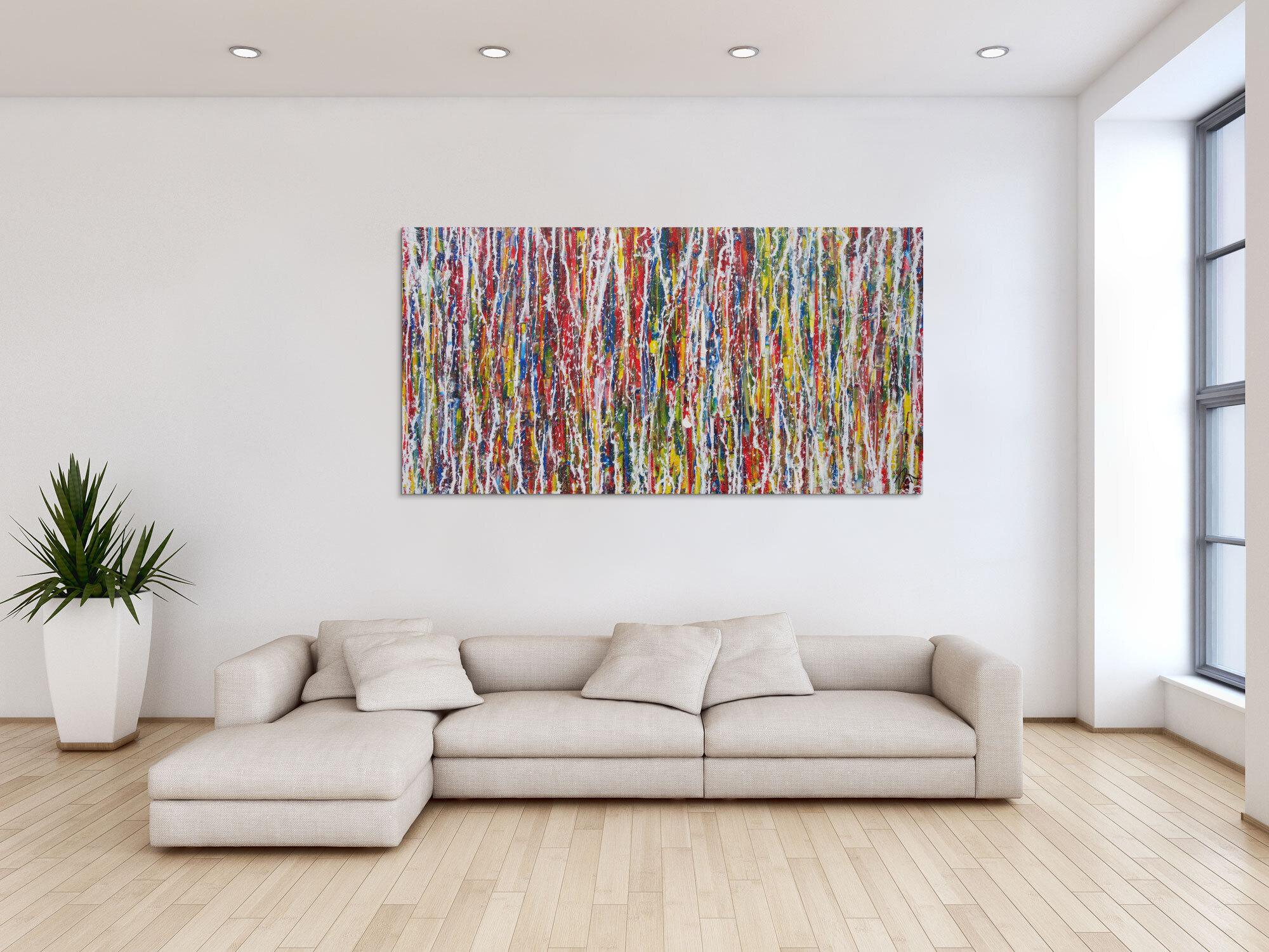 Modernes Acrylbild abstrakt Action Painting zeitgenössisch expressionistisch