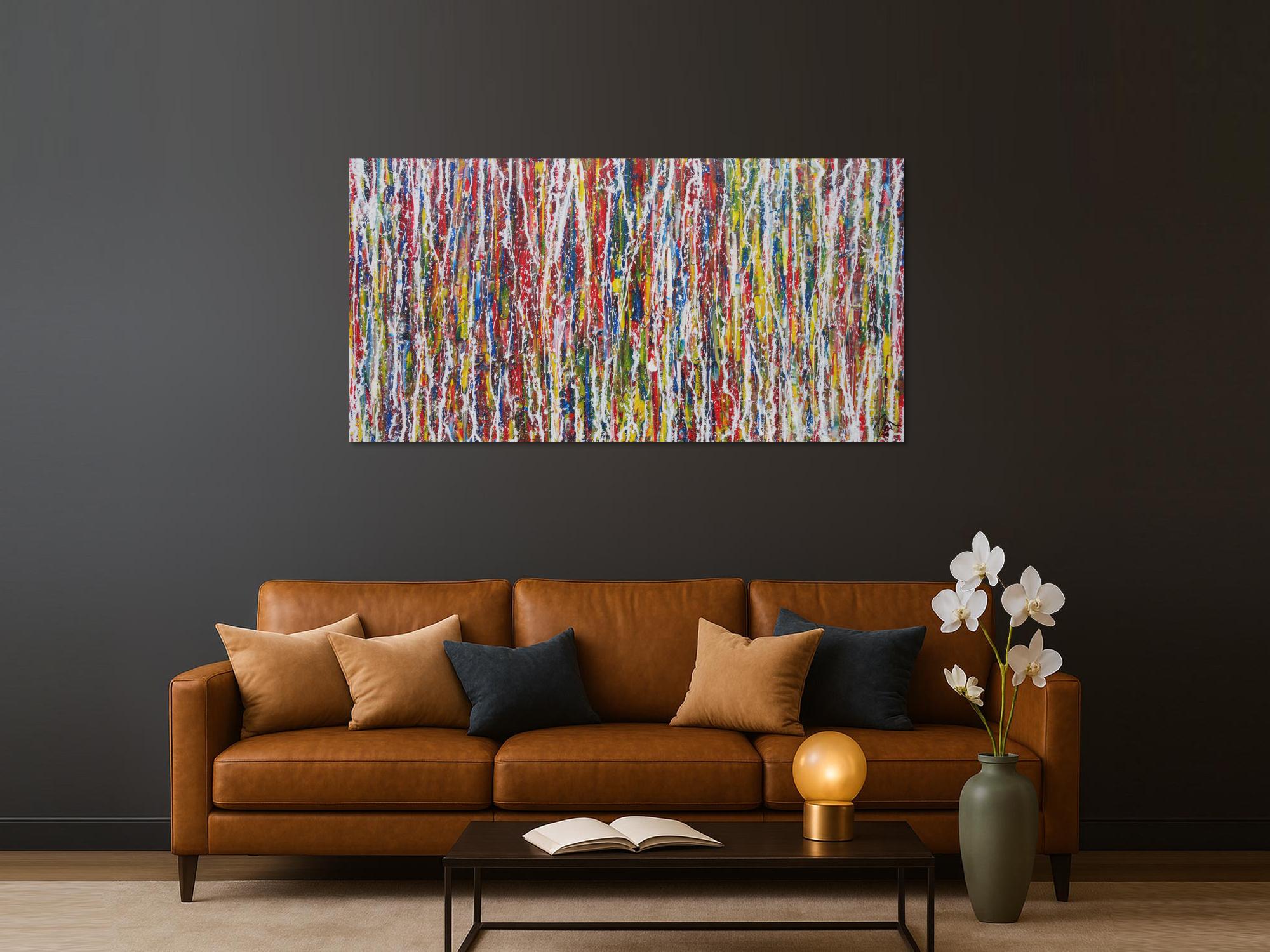 Modernes Acrylbild abstrakt Action Painting zeitgenössisch expressionistisch