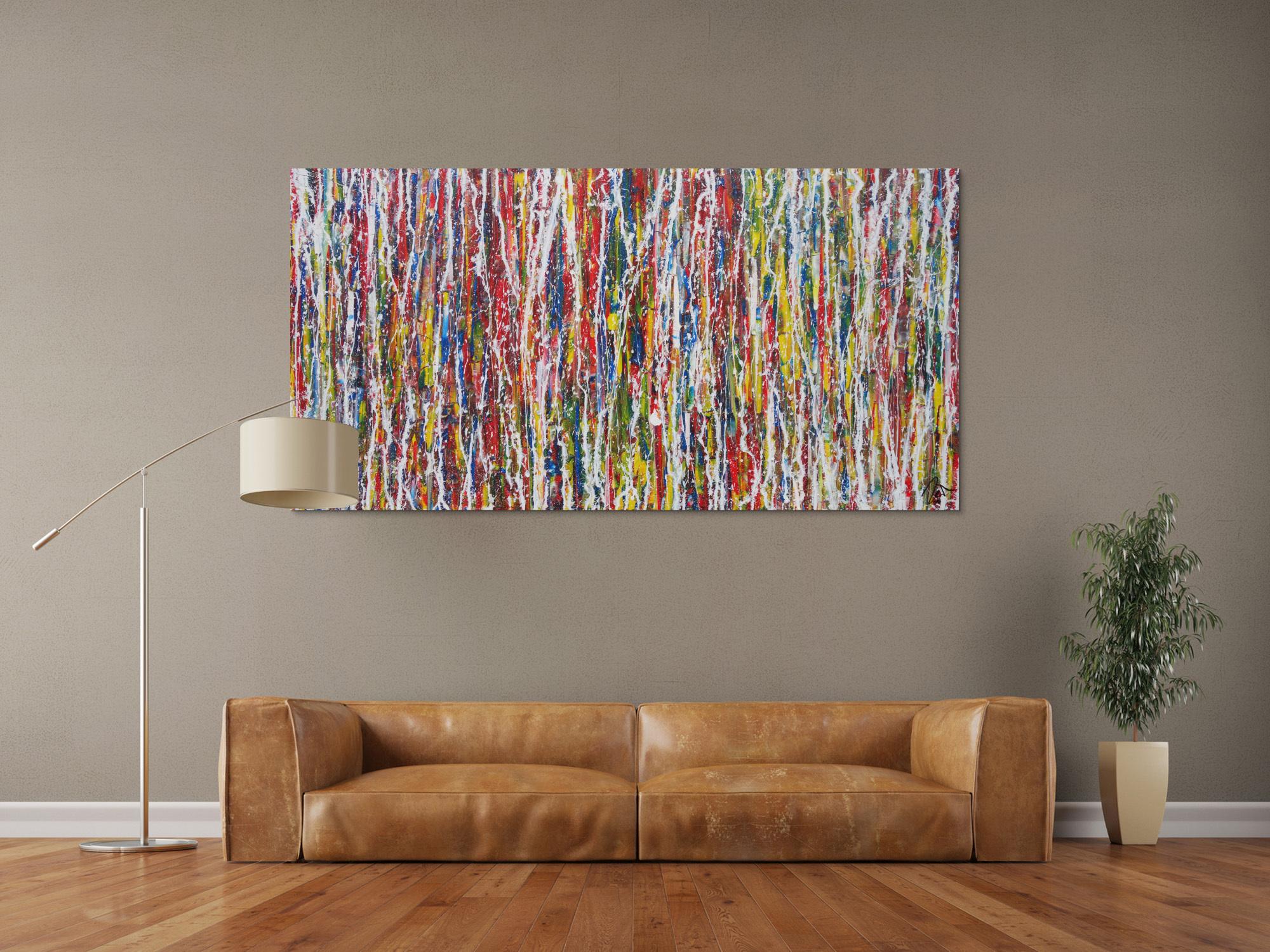 Modernes Acrylbild abstrakt Action Painting zeitgenössisch expressionistisch