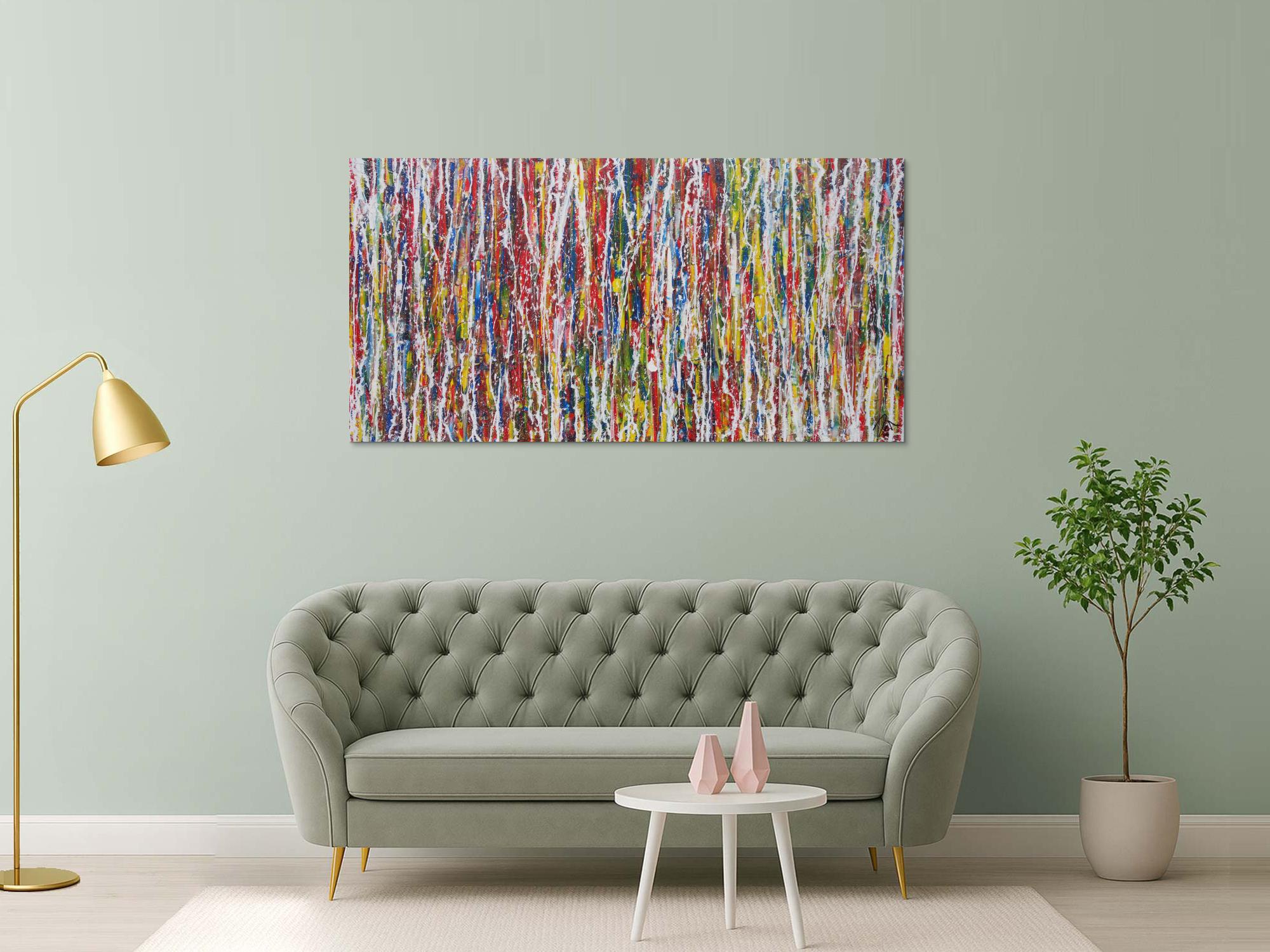 Modernes Acrylbild abstrakt Action Painting zeitgenössisch expressionistisch