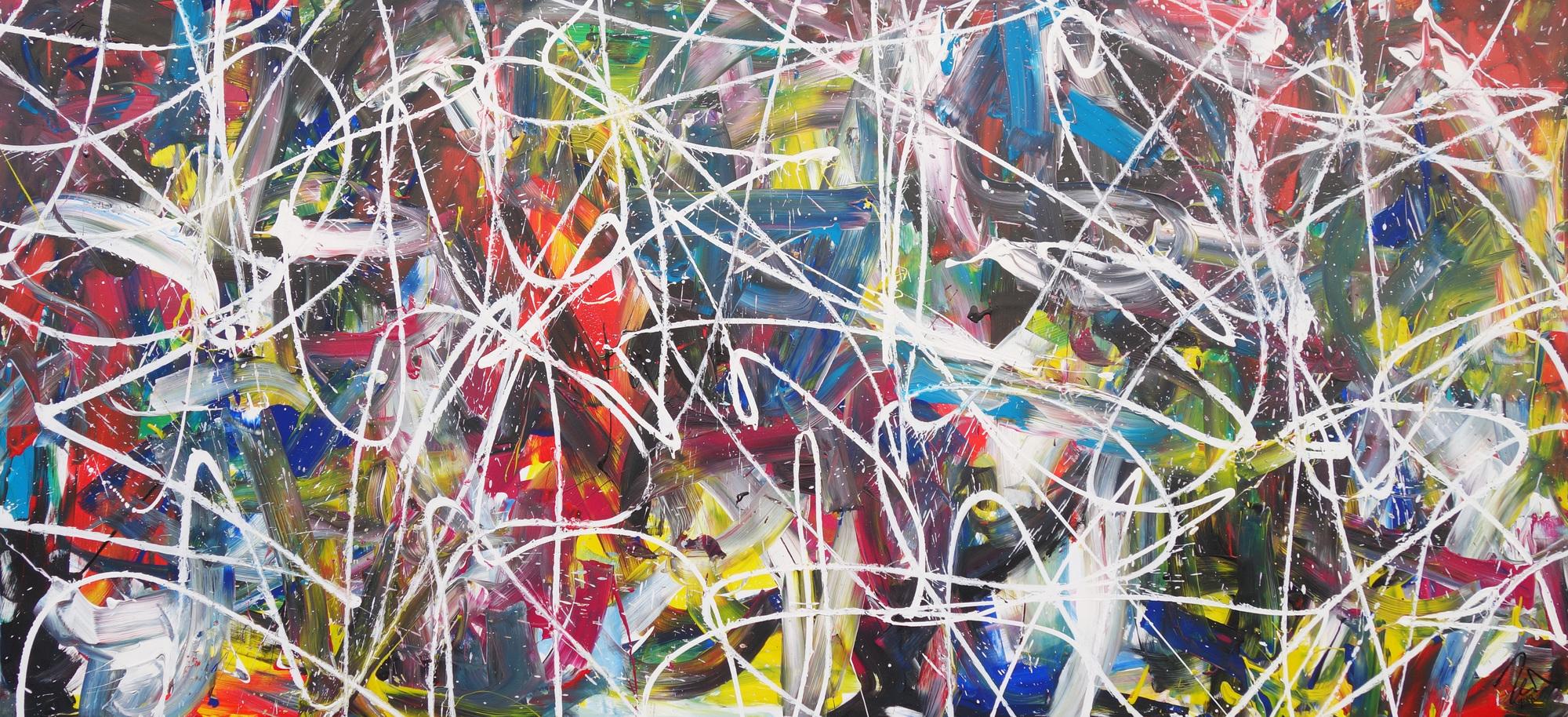 Abstraktes Acrylbild Modern Art Action Painting zeitgenössisches Gemälde