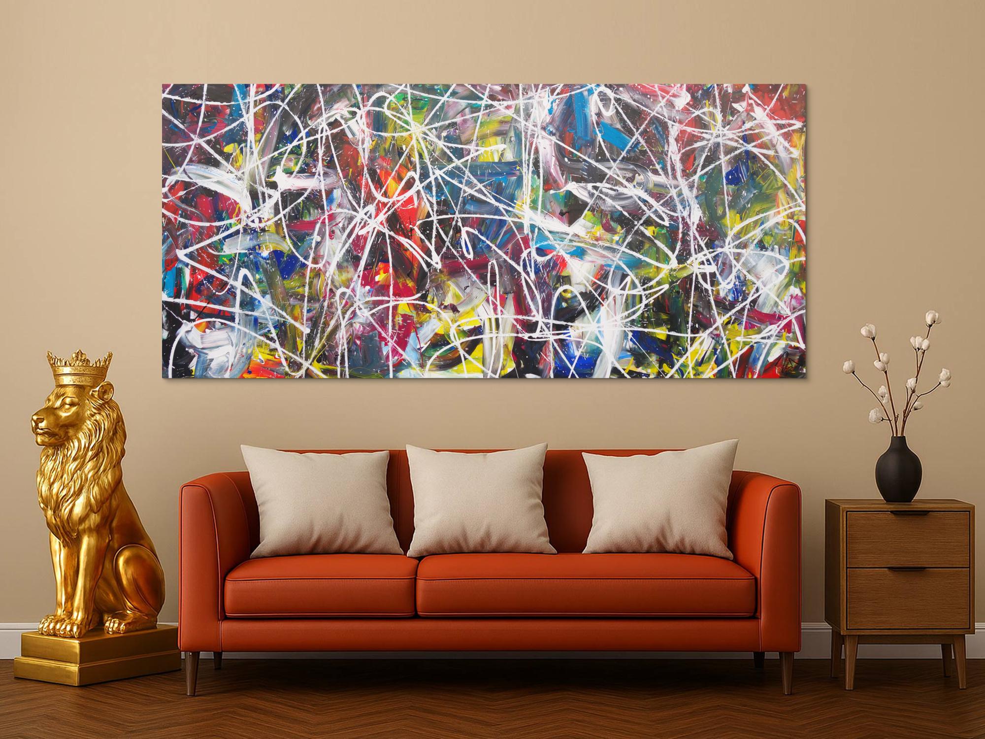 Abstraktes Acrylbild Modern Art Action Painting zeitgenössisches Gemälde