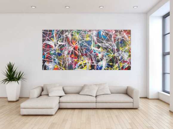 Abstraktes Acrylbild Modern Art Action Painting zeitgenössisches Gemälde