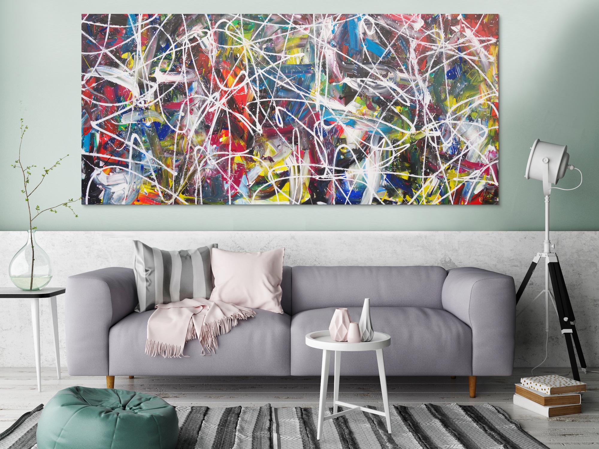 Abstraktes Acrylbild Modern Art Action Painting zeitgenössisches Gemälde