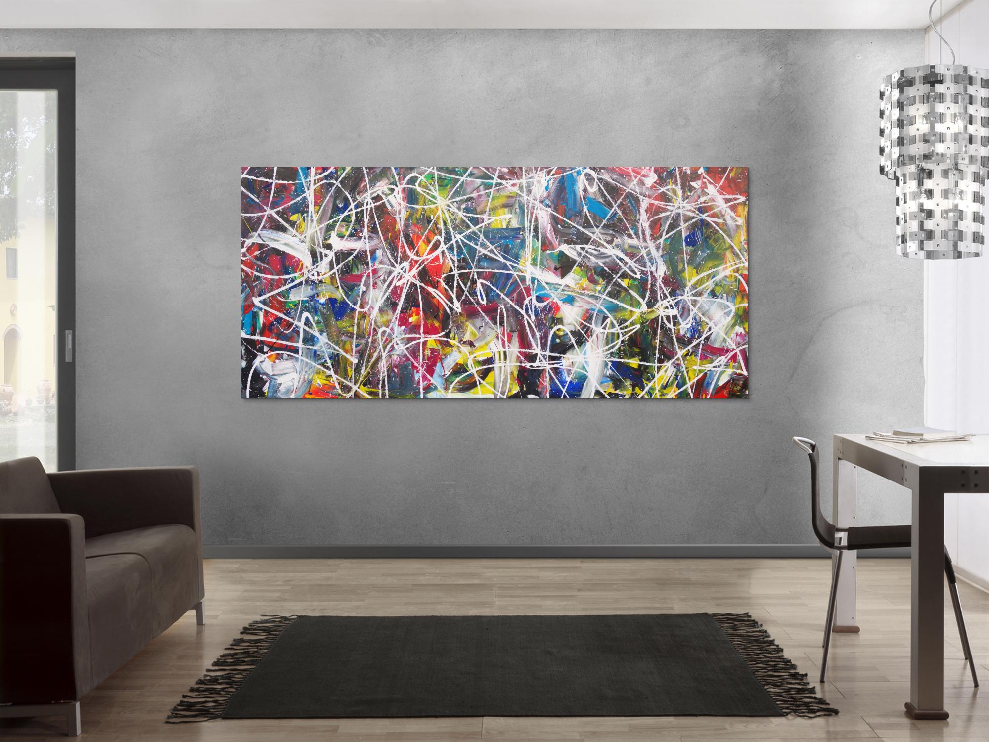 Abstraktes Acrylbild Modern Art Action Painting zeitgenössisches Gemälde