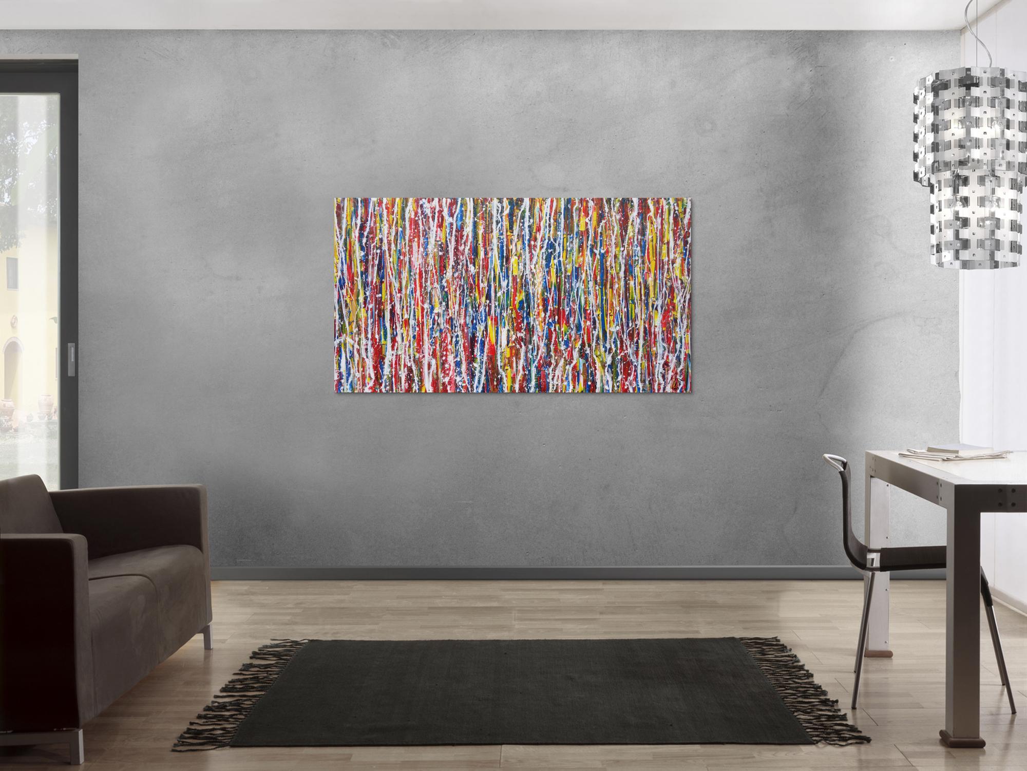 Abstraktes Acrylbild sehr bunt Action Painting Modern Art zeitgenössisch expressionistisch