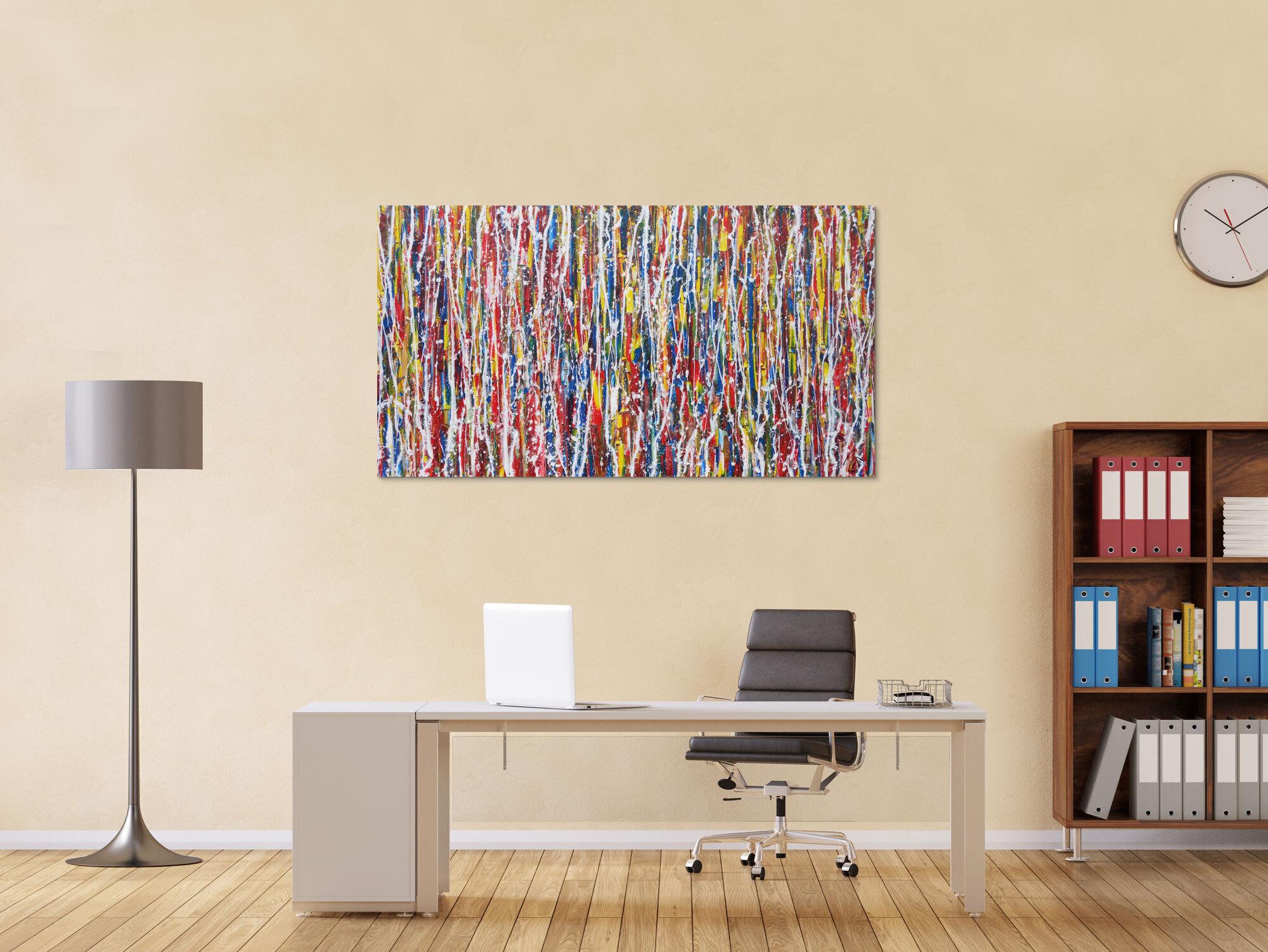 Abstraktes Acrylbild sehr bunt Action Painting Modern Art zeitgenössisch expressionistisch