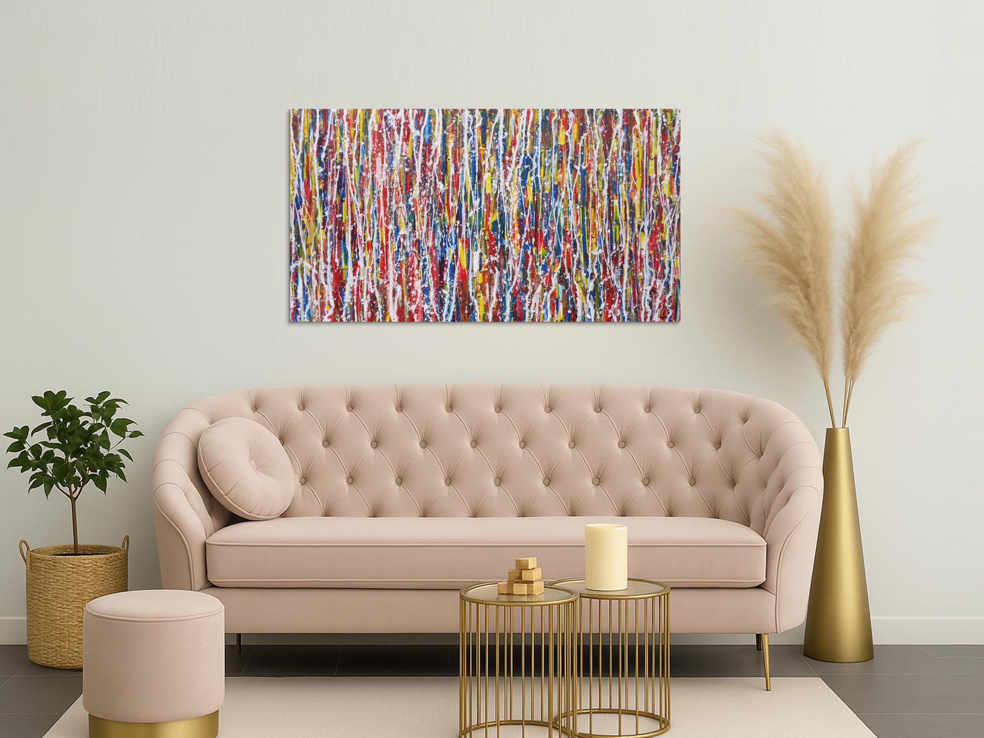 Abstraktes Acrylbild sehr bunt Action Painting Modern Art zeitgenössisch expressionistisch