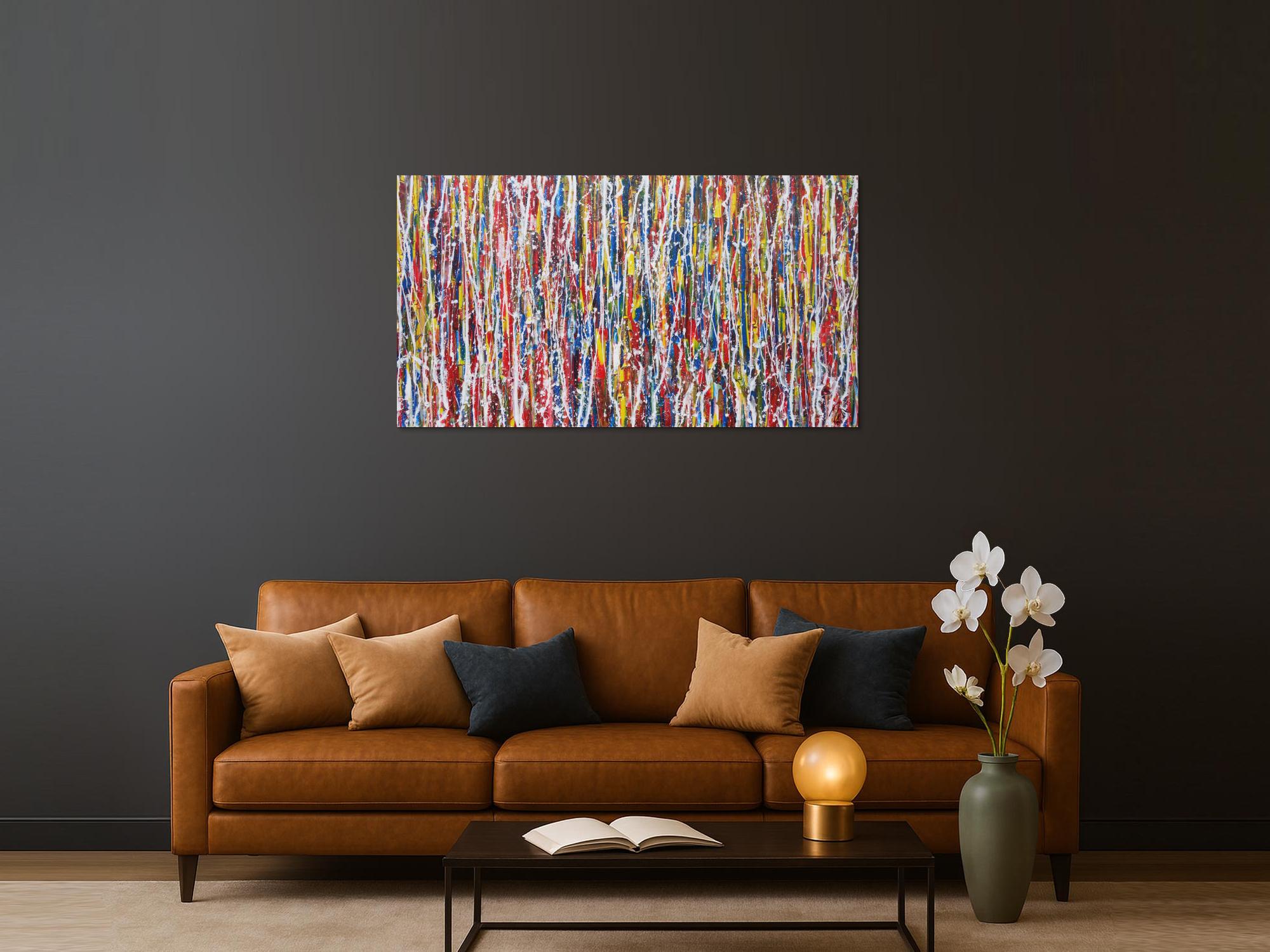 Abstraktes Acrylbild sehr bunt Action Painting Modern Art zeitgenössisch expressionistisch