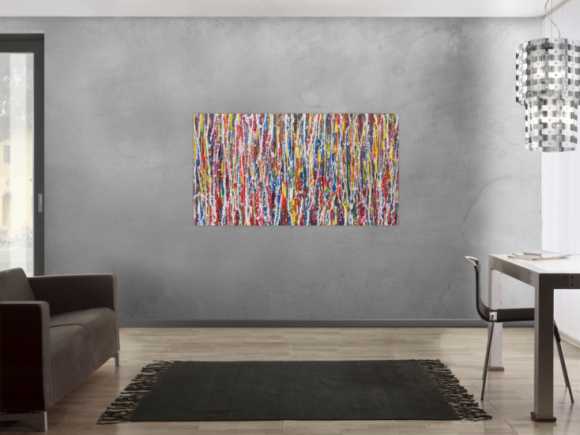 Abstraktes Acrylbild sehr bunt Action Painting Modern Art zeitgenössisch expressionistisch