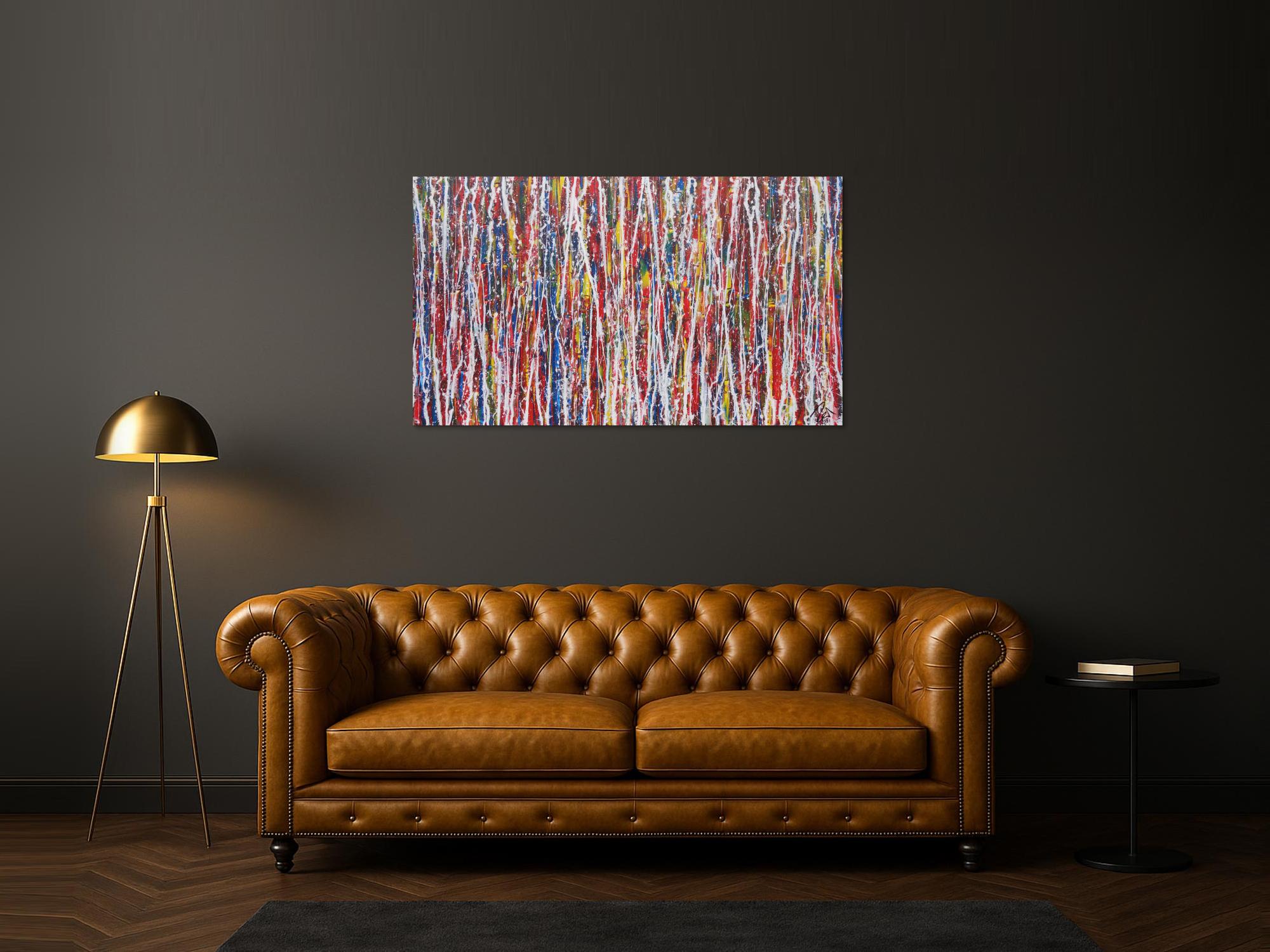 Abstraktes Acrylbild modernes Gemälde handgemalt sehr bunt expressionistisch