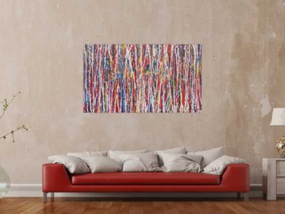 Abstraktes Acrylbild modernes Gemälde handgemalt sehr bunt expressionistisch