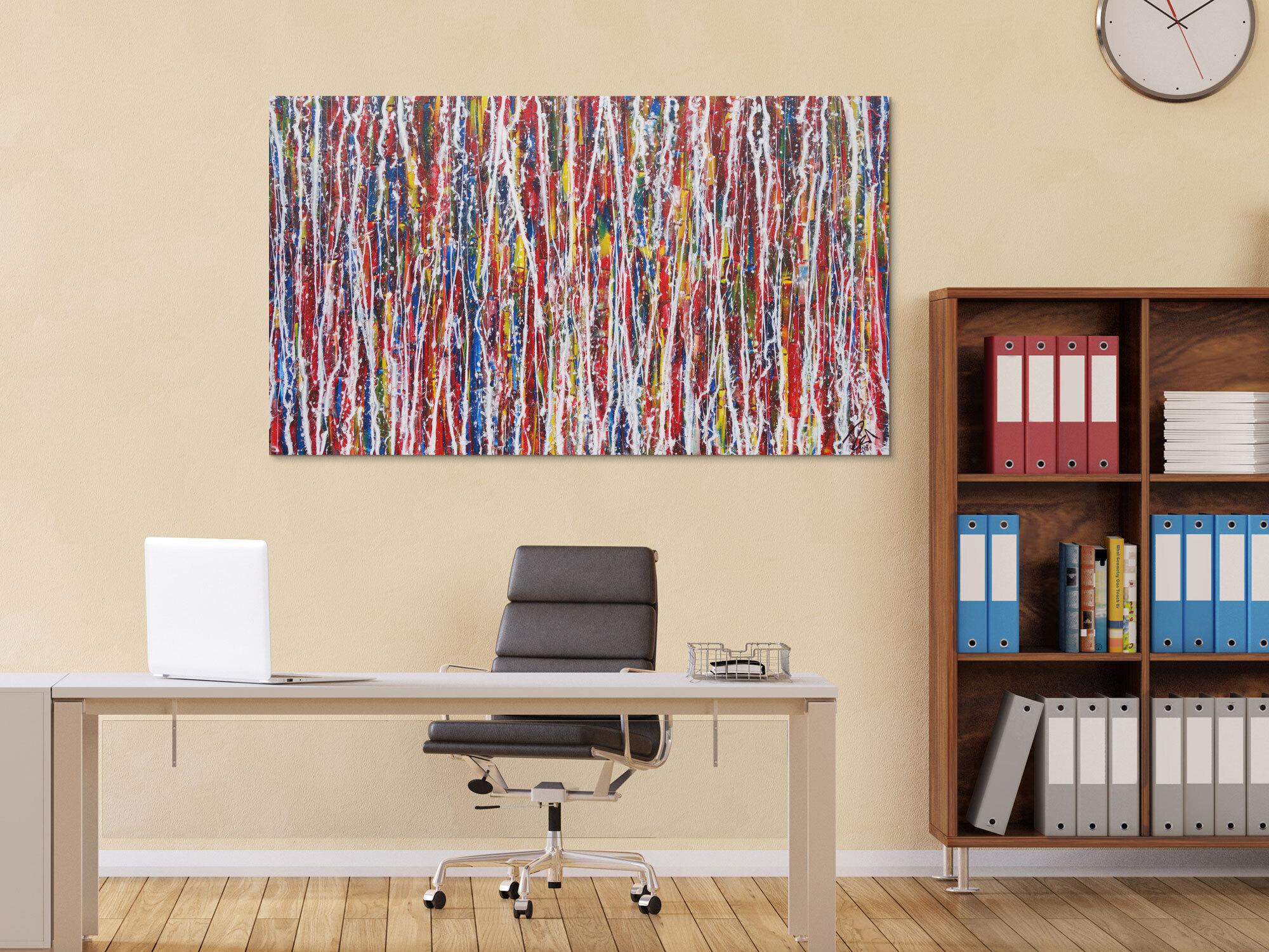 Abstraktes Acrylbild modernes Gemälde handgemalt sehr bunt expressionistisch