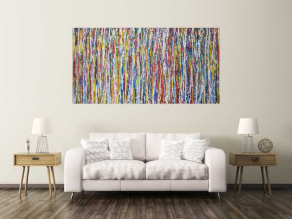 Abstraktes Acrylbild sehr bunt modern Action Painting Modern Art zeitgenössisch expressionistisch