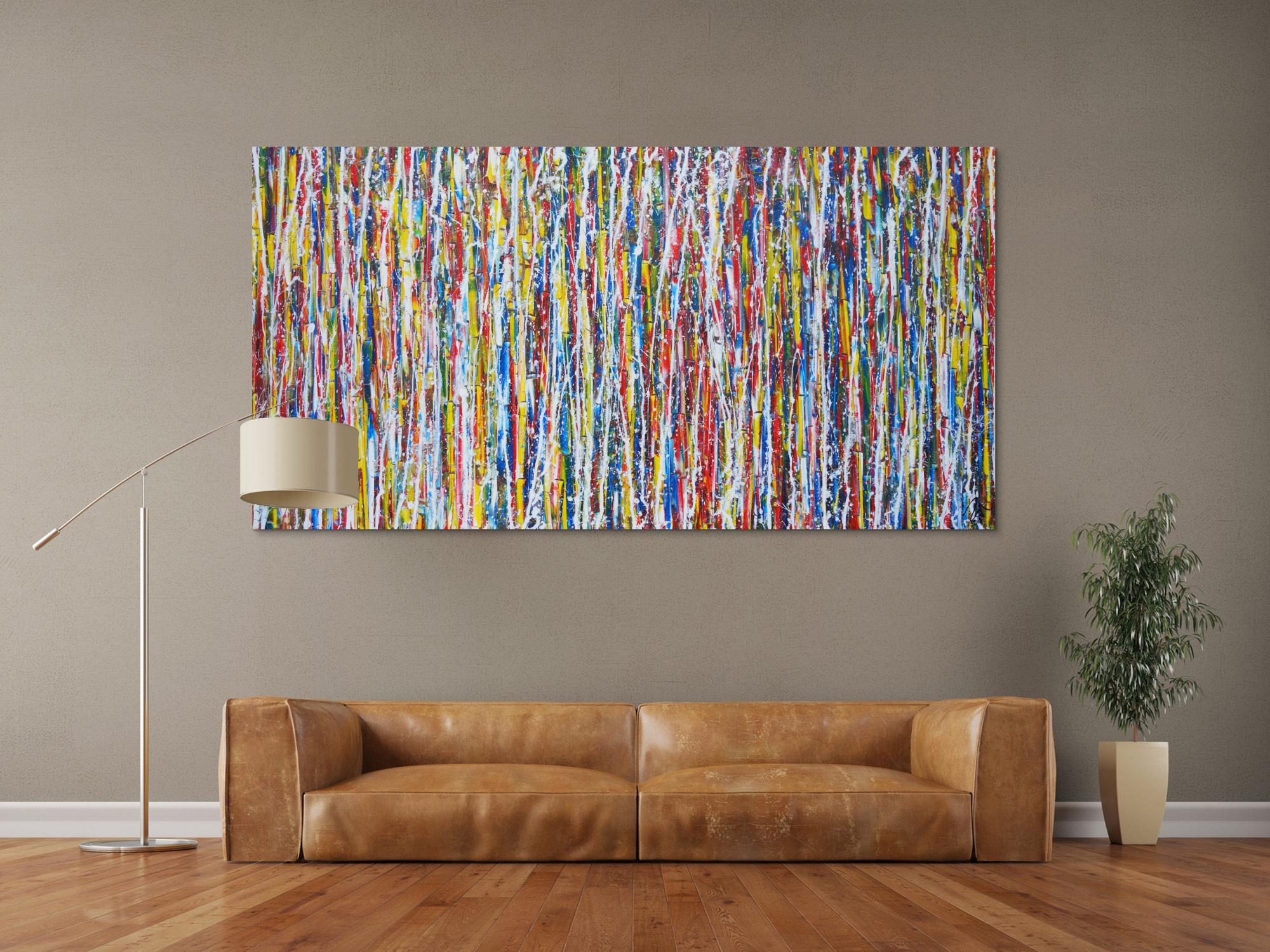 Abstraktes Acrylbild sehr bunt modern Action Painting Modern Art zeitgenössisch expressionistisch