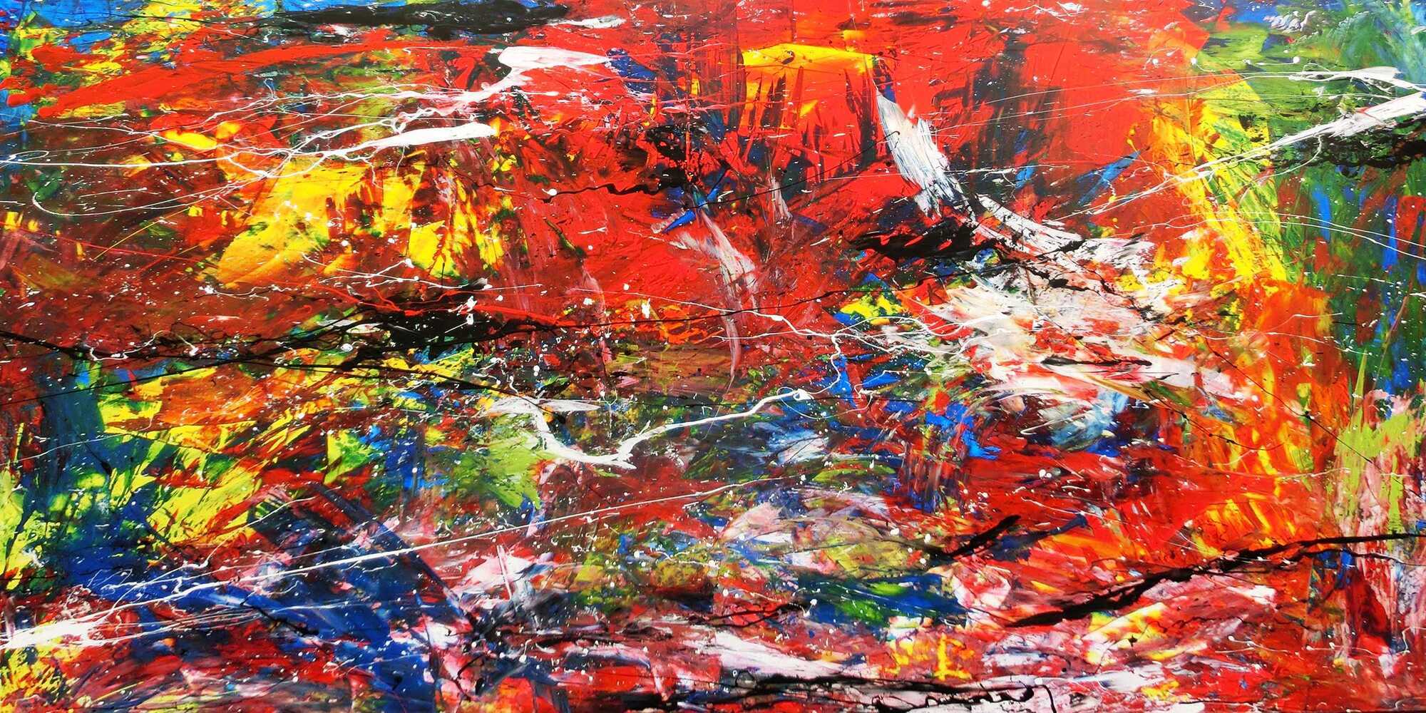 Abstraktes Acrlbild XXL bunt modern