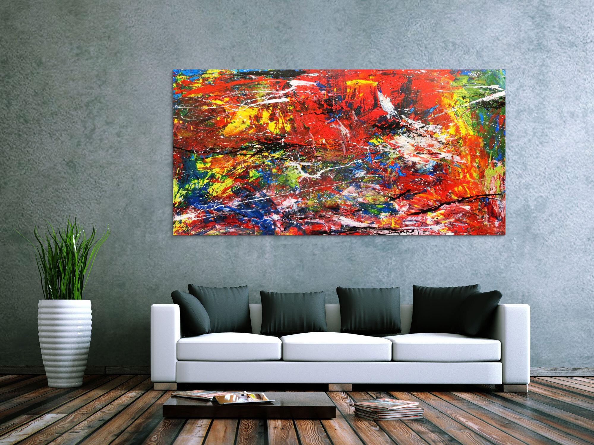 Abstraktes Acrlbild XXL bunt modern